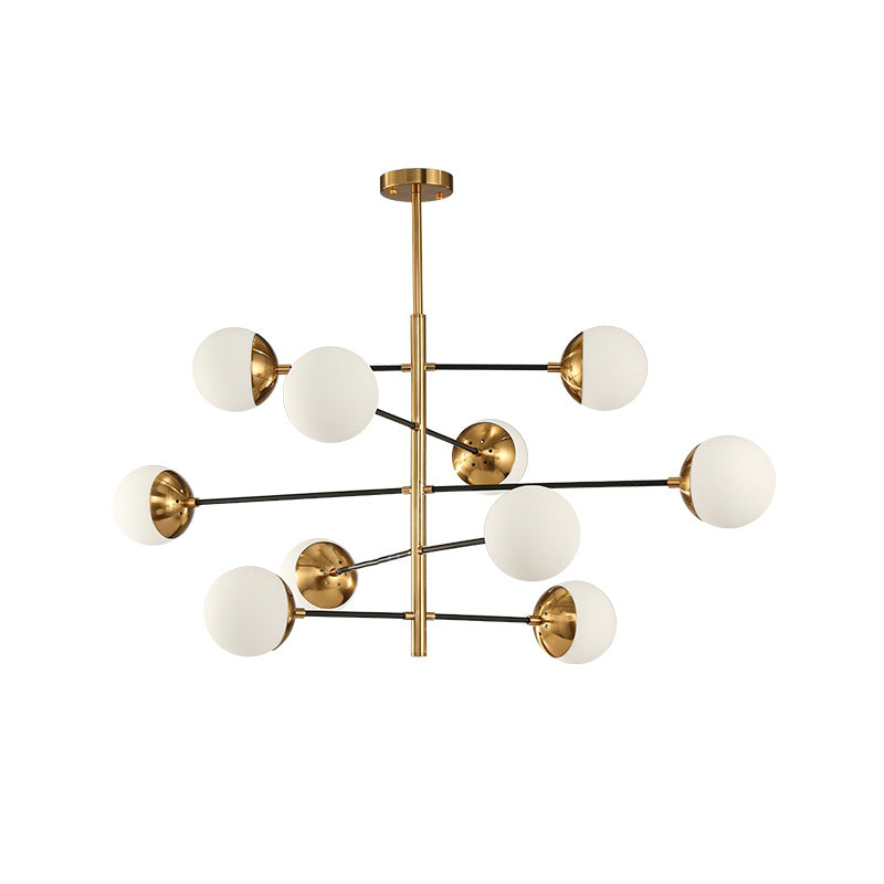 Ultra Modern Minimalist Brass Metal Glass Chandelier - Lamp Copper