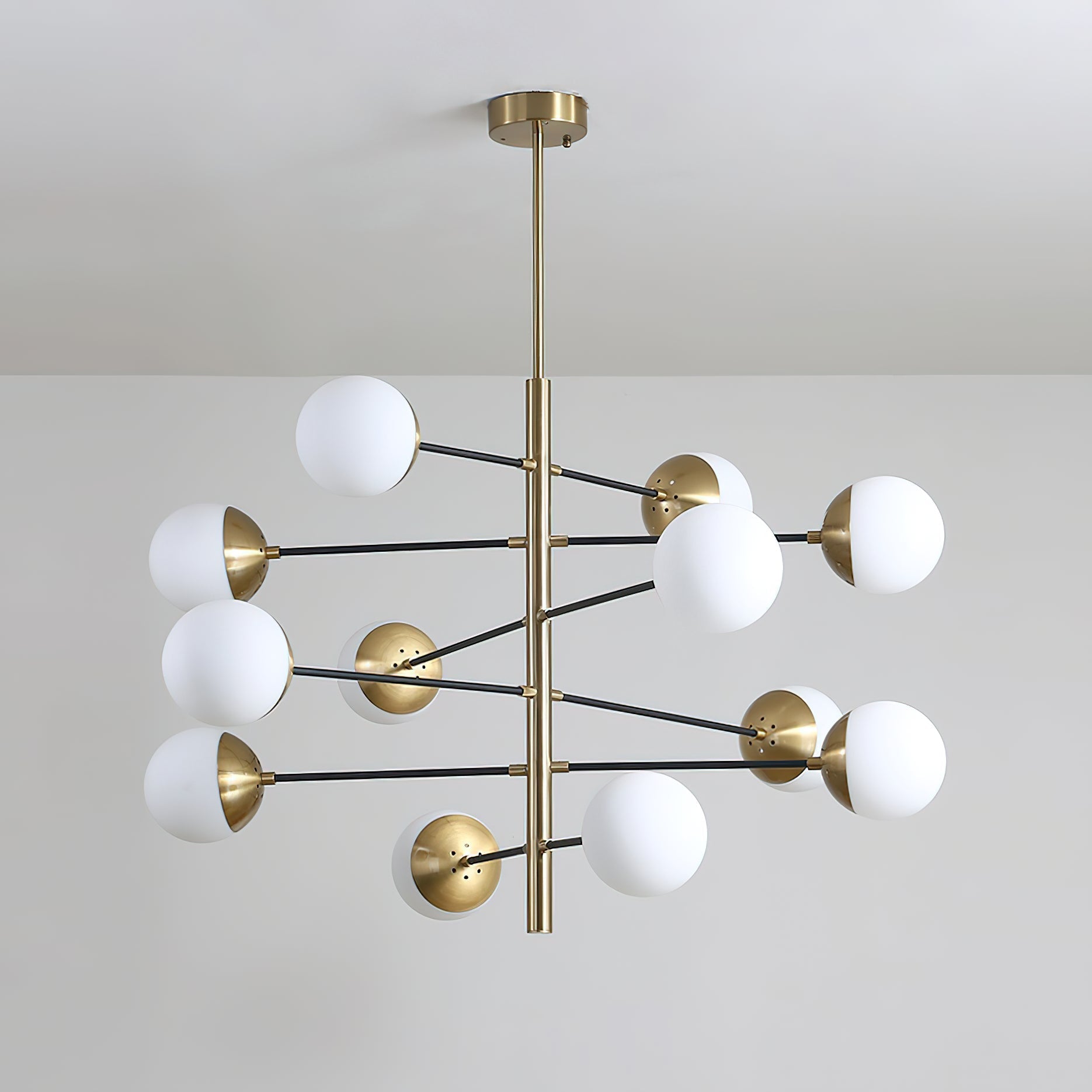 Ultra Modern Minimalist Brass Metal Glass Chandelier - Lamp Copper