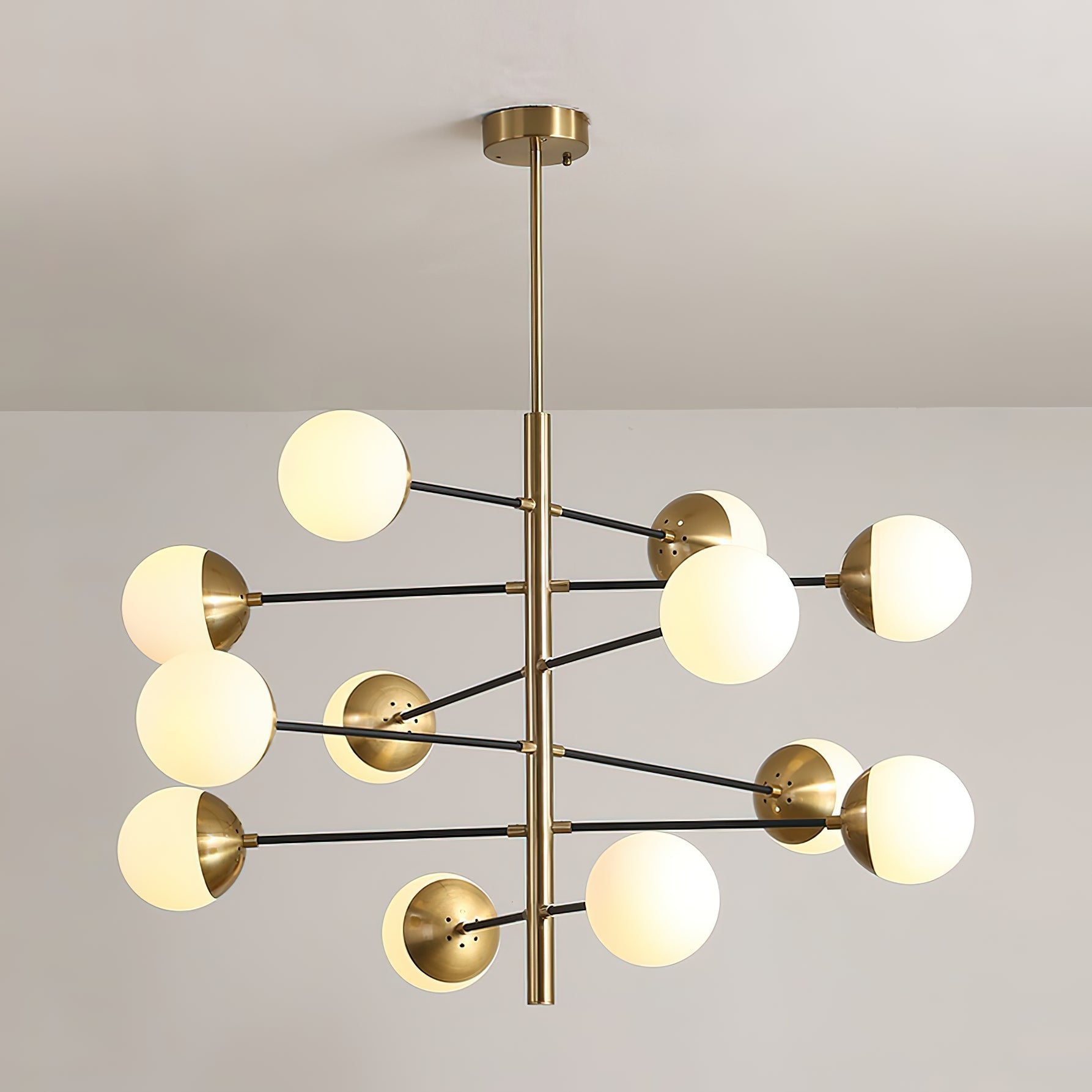 Ultra Modern Minimalist Brass Metal Glass Chandelier - Lamp Copper