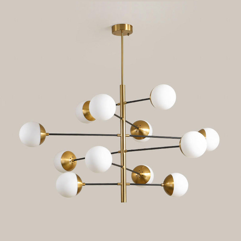 Ultra Modern Minimalist Brass Metal Glass Chandelier - Lamp Copper
