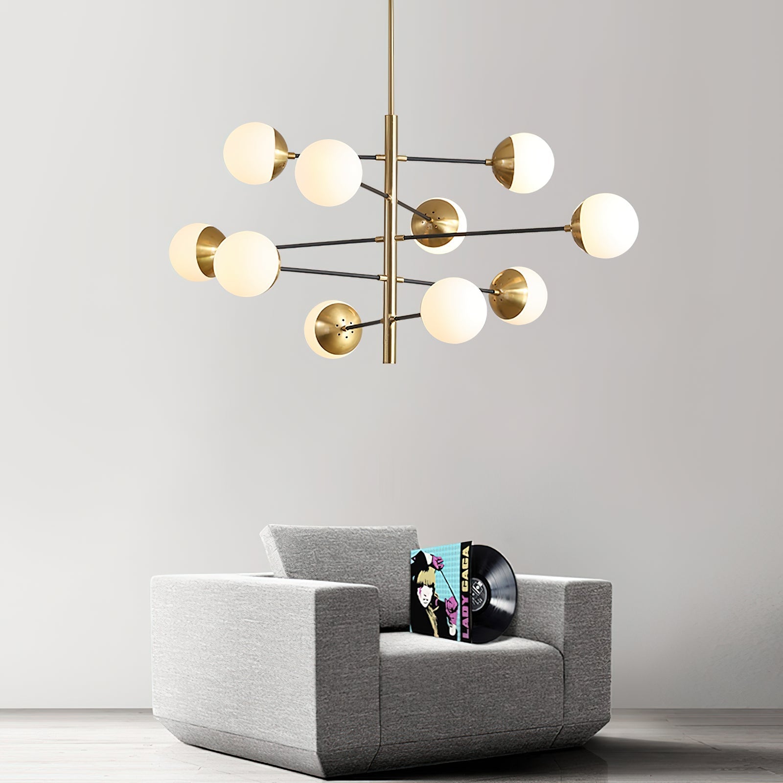 Ultra Modern Minimalist Brass Metal Glass Chandelier - Lamp Copper