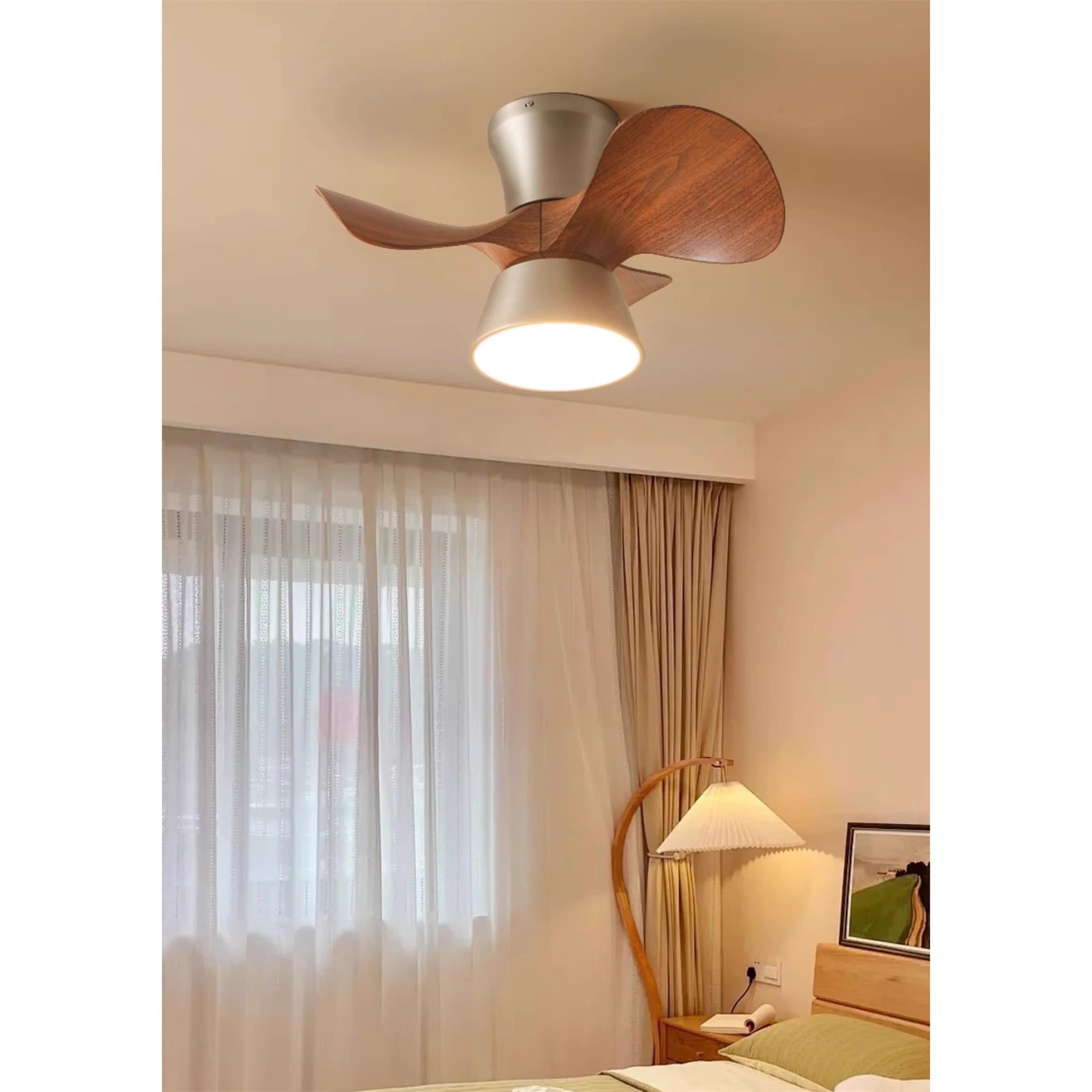 Zanorir Modern Minimalist Natural Wooden Acrylic Ceiling Fan Light - Lamp Copper