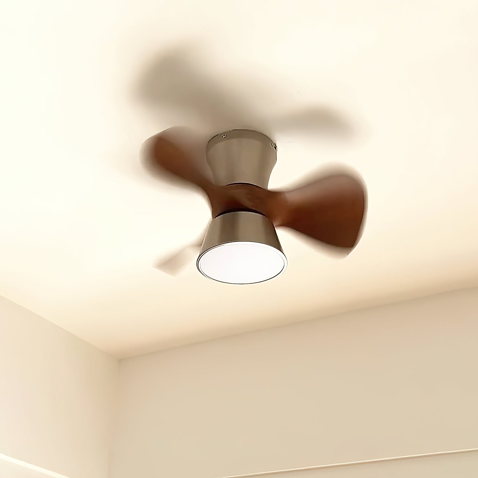 Zanorir Modern Minimalist Natural Wooden Acrylic Ceiling Fan Light - Lamp Copper