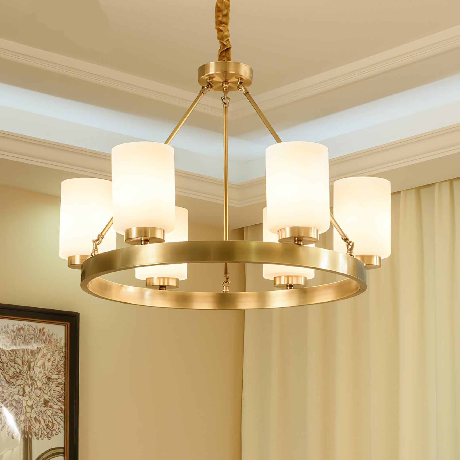 Illume Postmodern Luxury Brass Metal Glass Chandelier - Lamp Copper