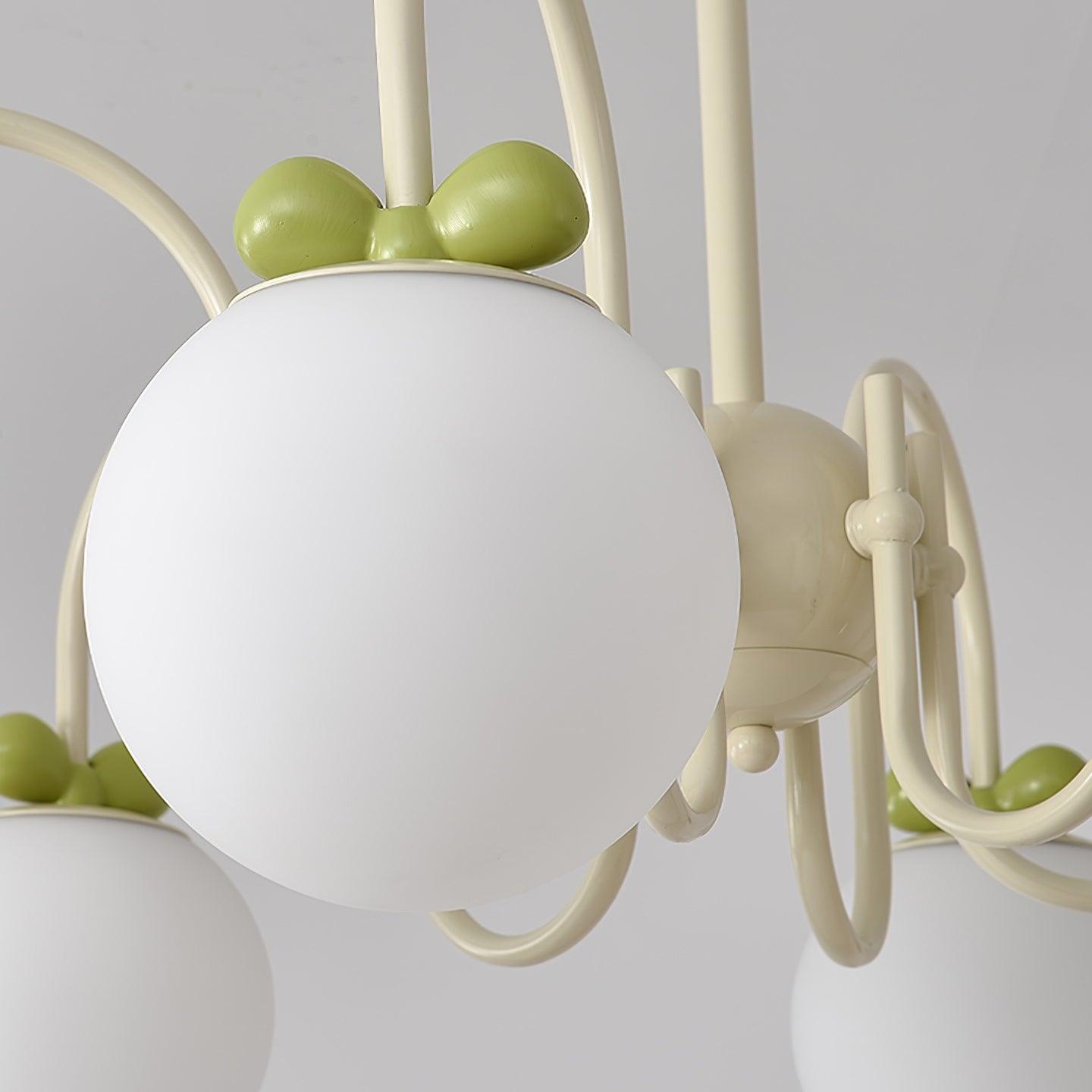 Cherry Chandelier Frosted Globe Branches Cream - Letslighting