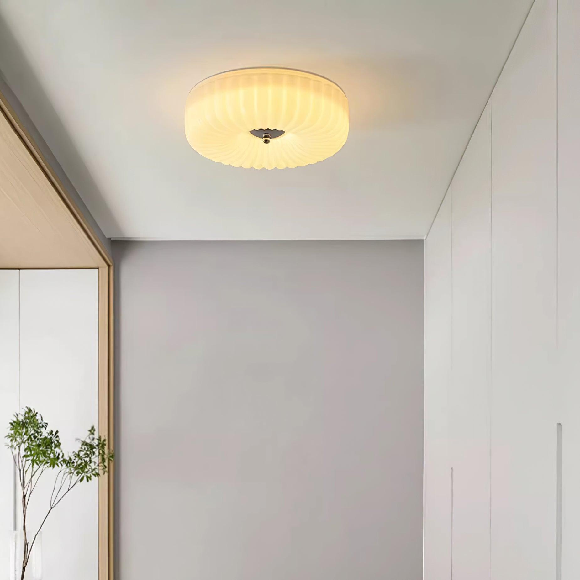 Mivone Cream Glass Flush Mount Ceiling Light - Letslighting