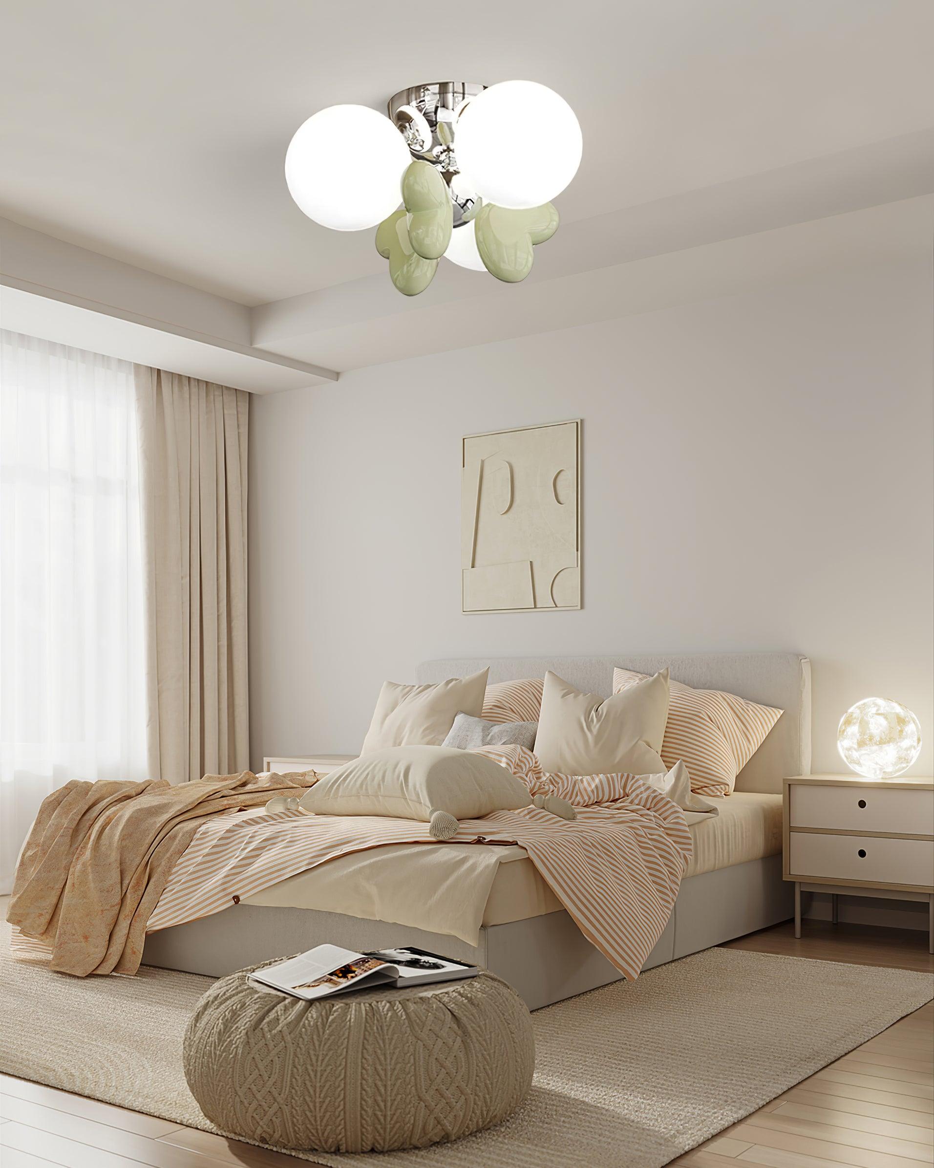 Nica Ceiling Lamp Cream Globe Cluster Modern Bedroom - Letslighting