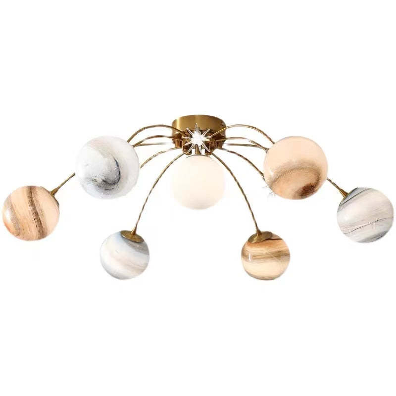 Moderne Plafonnier Boule Moderne, Verre/Métal, Doré, Salon