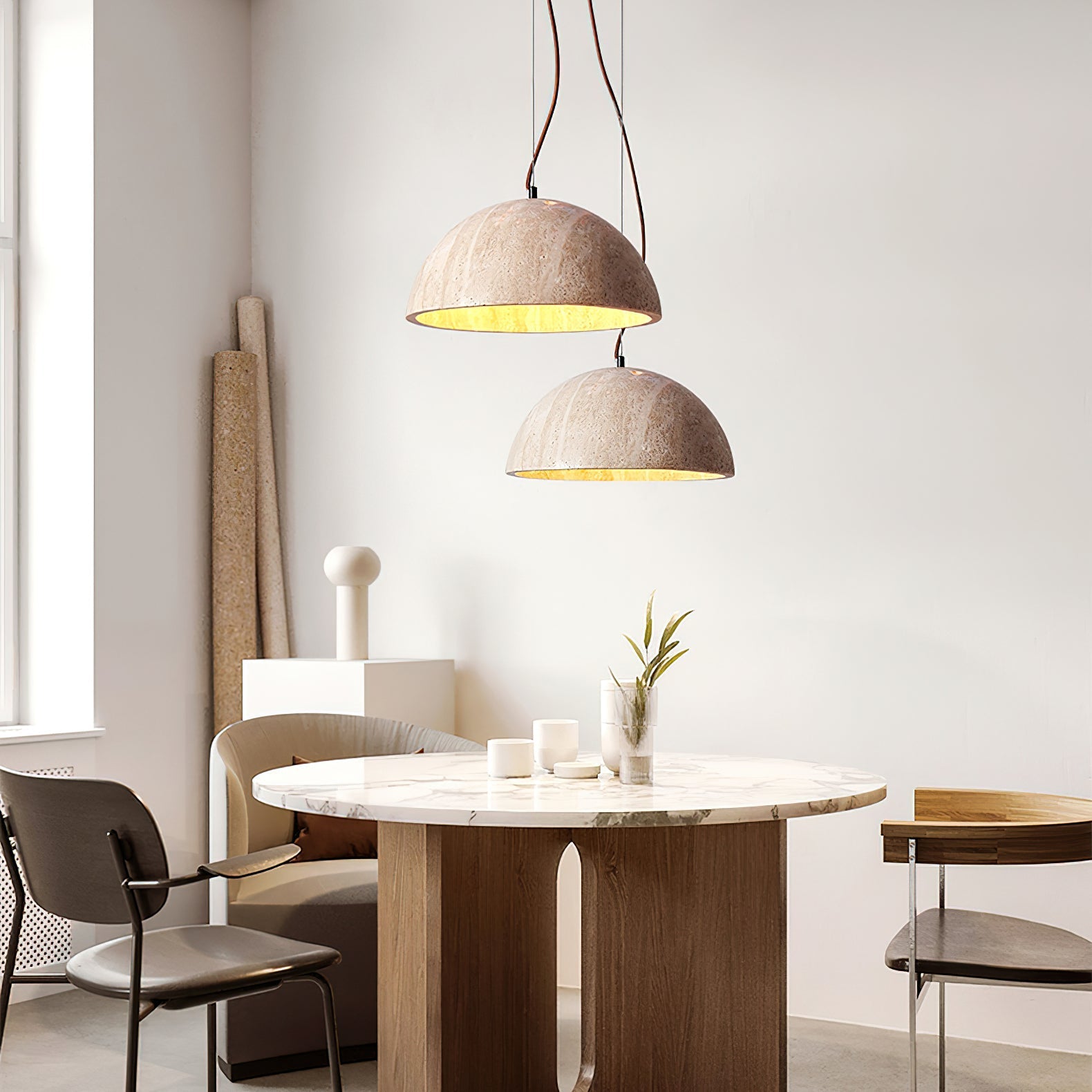 Avdoraris Dome-Shaped Travertine Pendant Light - Letslighting