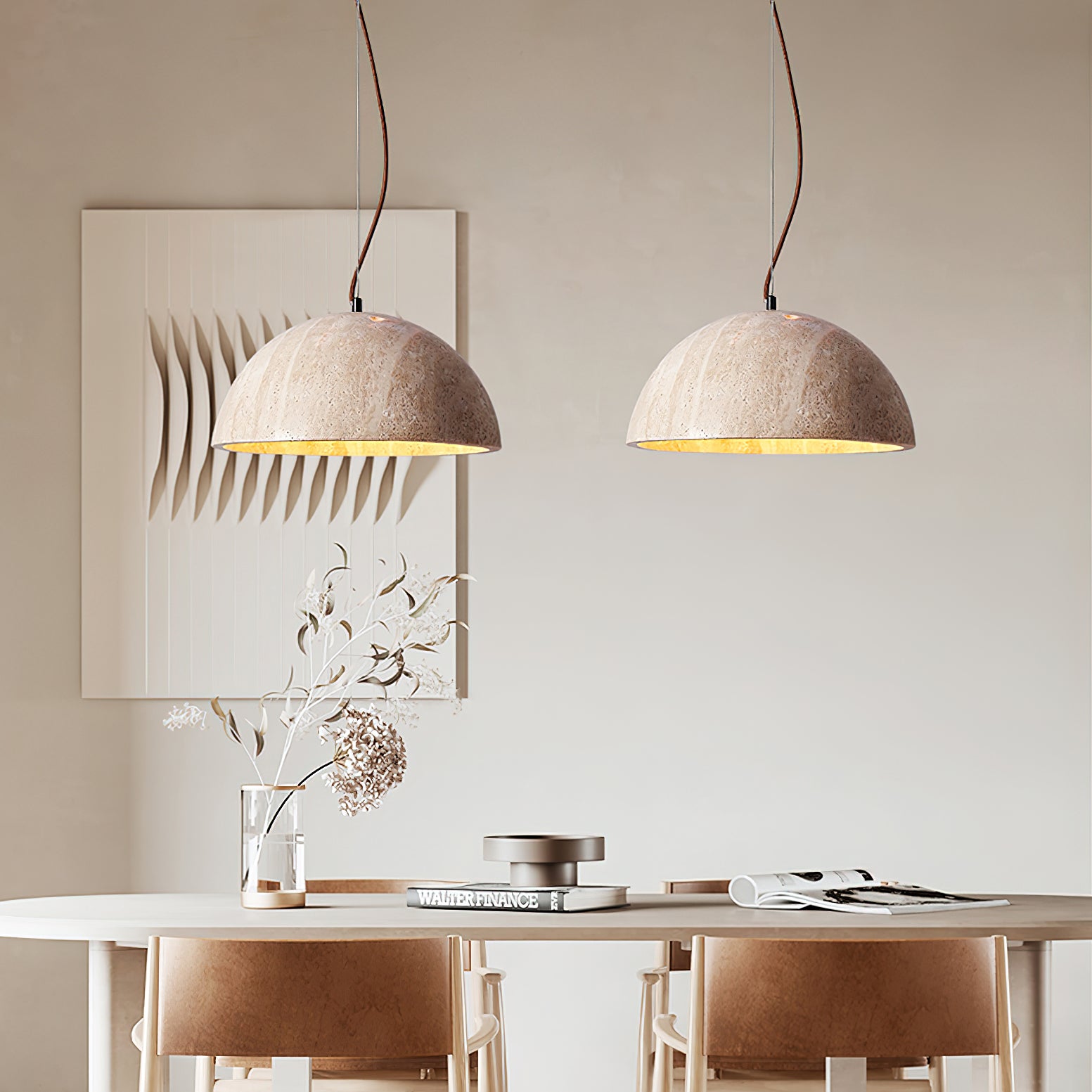 Avdoraris Dome-Shaped Travertine Pendant Light - Letslighting