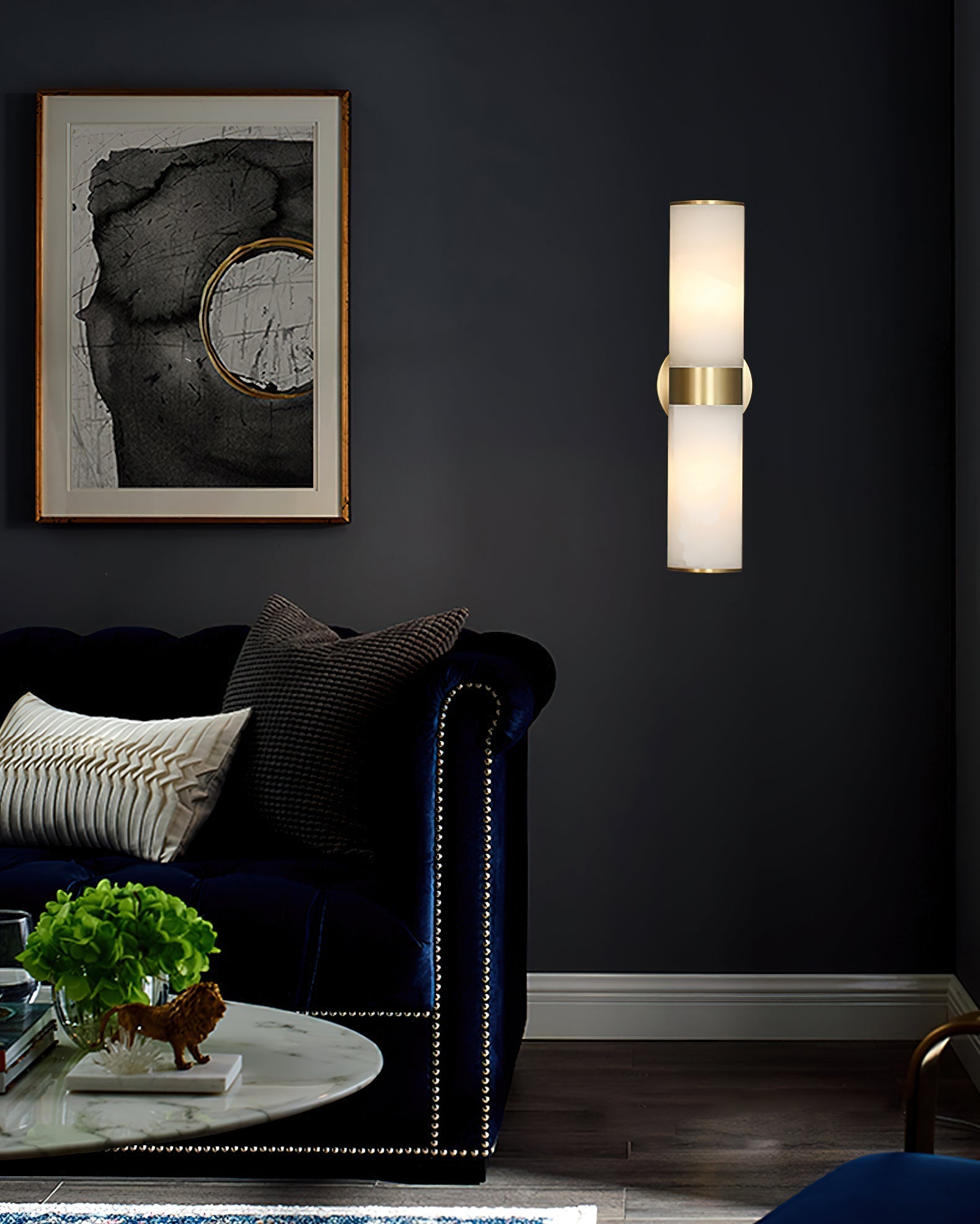 Sway Modern Minimalist Vanity Alabaster Sconce Wall Lamp - Lamp Copper