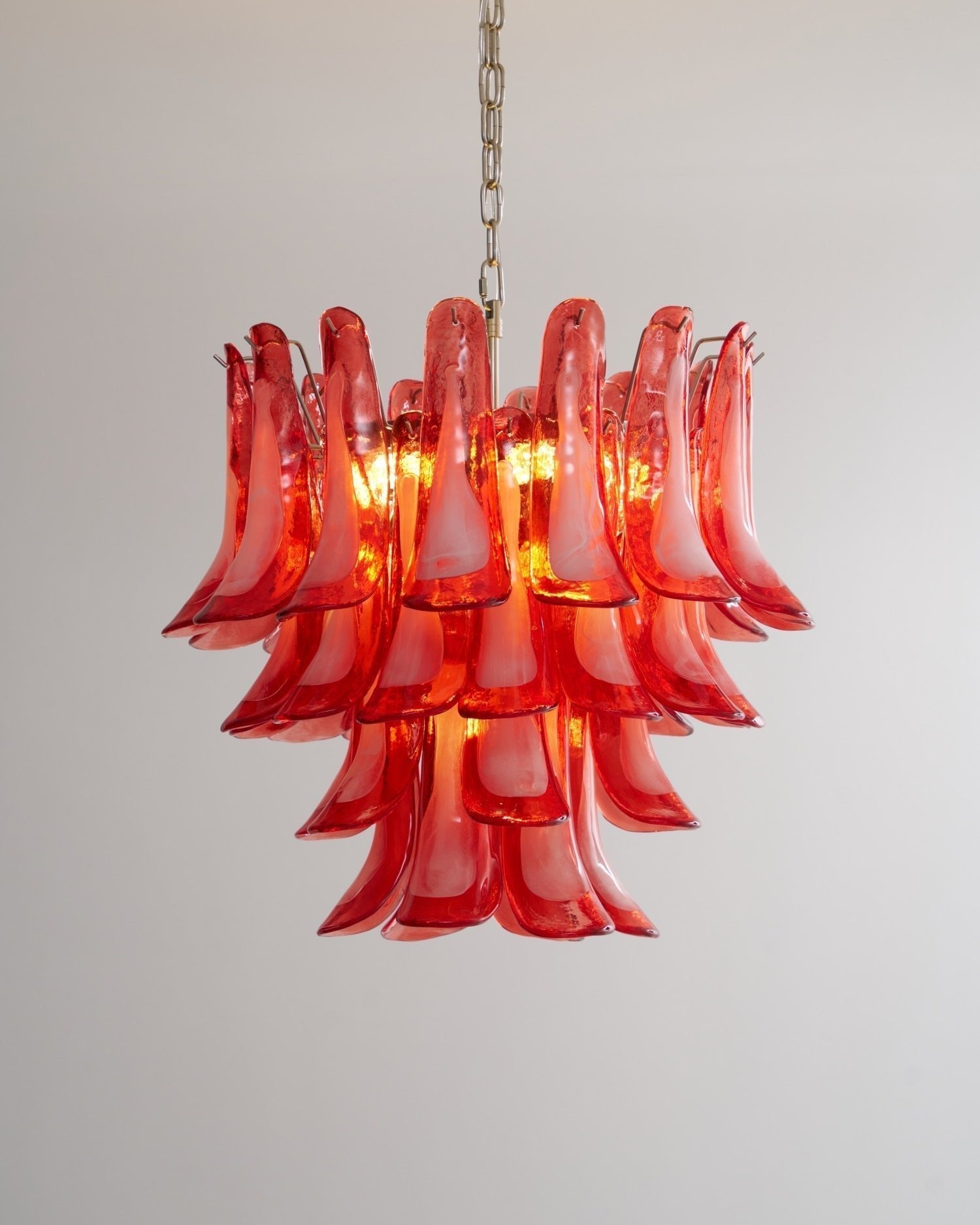 Aurora Chandelier Crimson Murano Glass Petals Layered Vintage - Letslighting