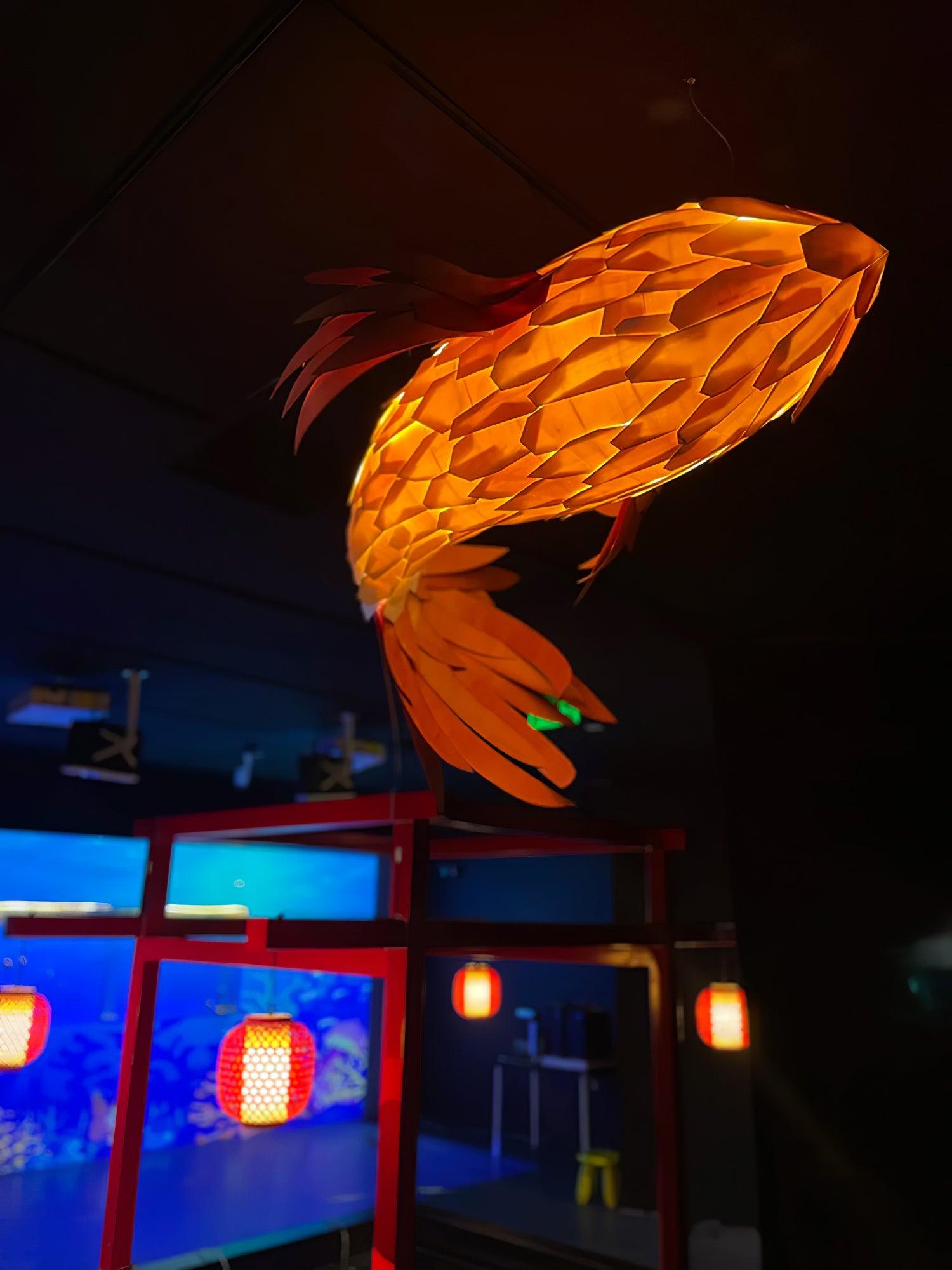 Vamararae Crimson Swirl Koi Pendant Light - Blowlighting
