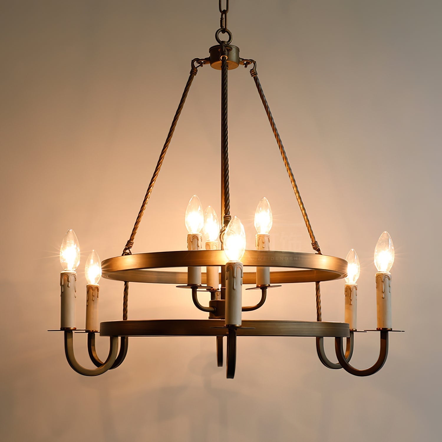 Woven Classic Wagon Wheel Plastic Chandelier - Lamp Copper
