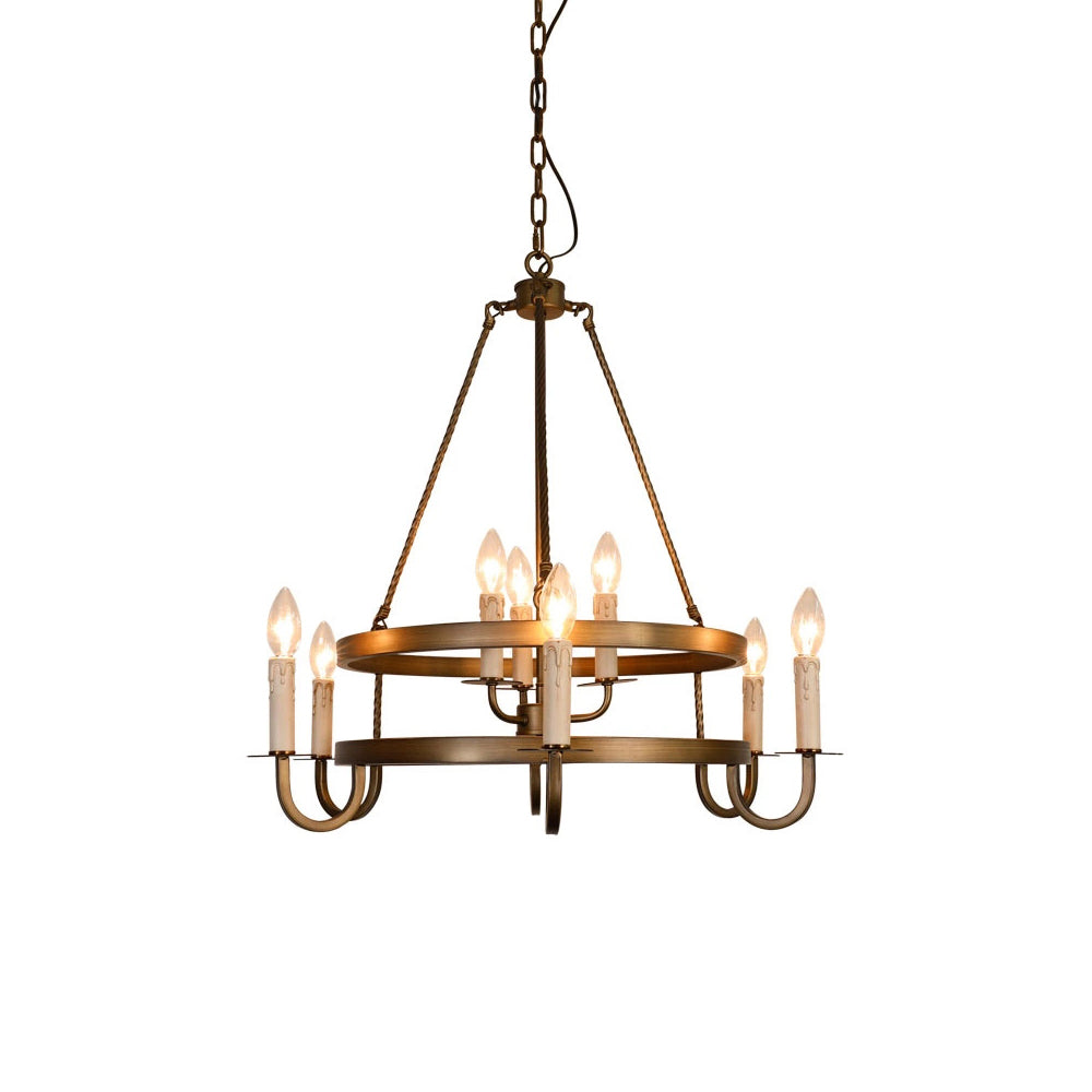 Woven Classic Wagon Wheel Plastic Chandelier - Lamp Copper