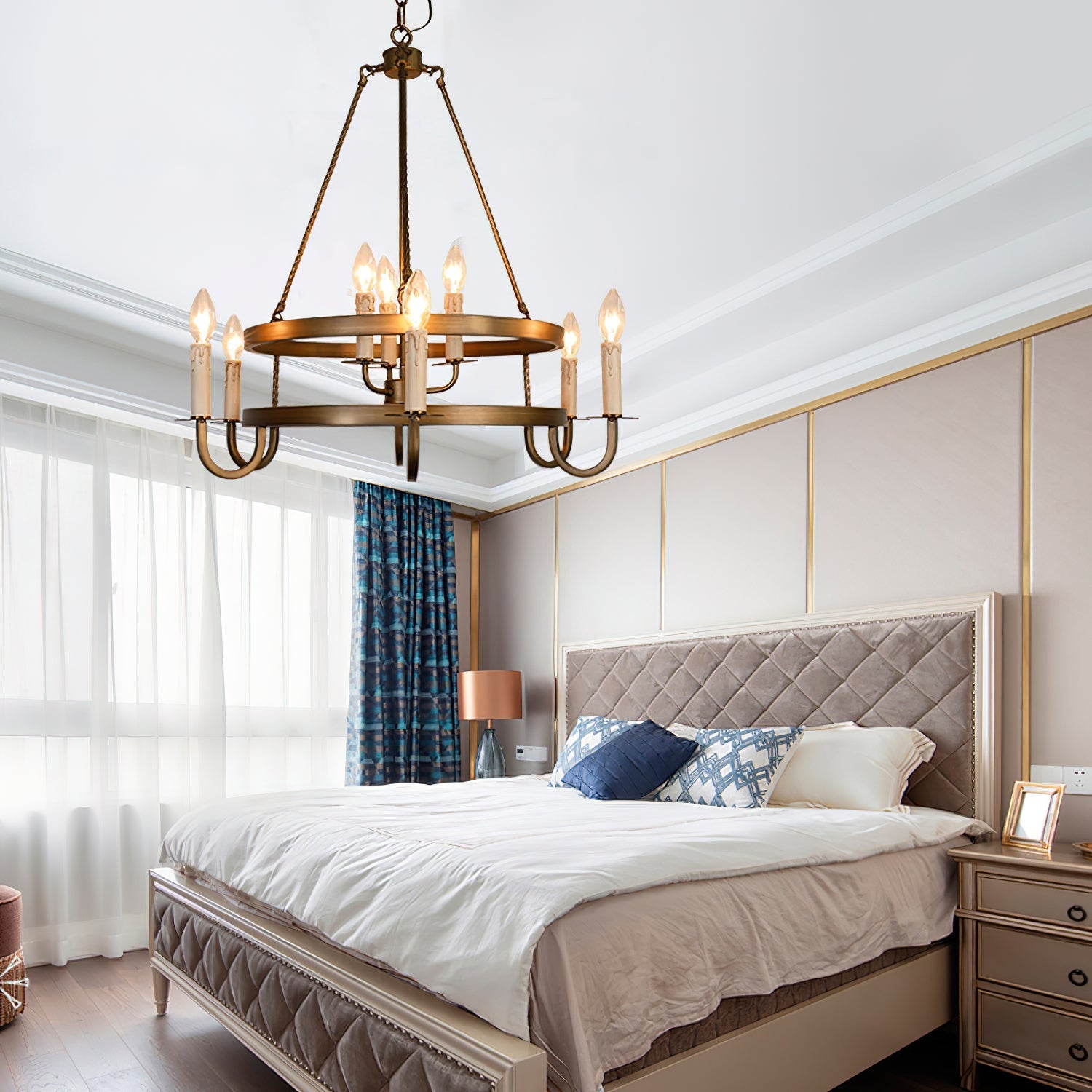 Woven Classic Wagon Wheel Plastic Chandelier - Lamp Copper