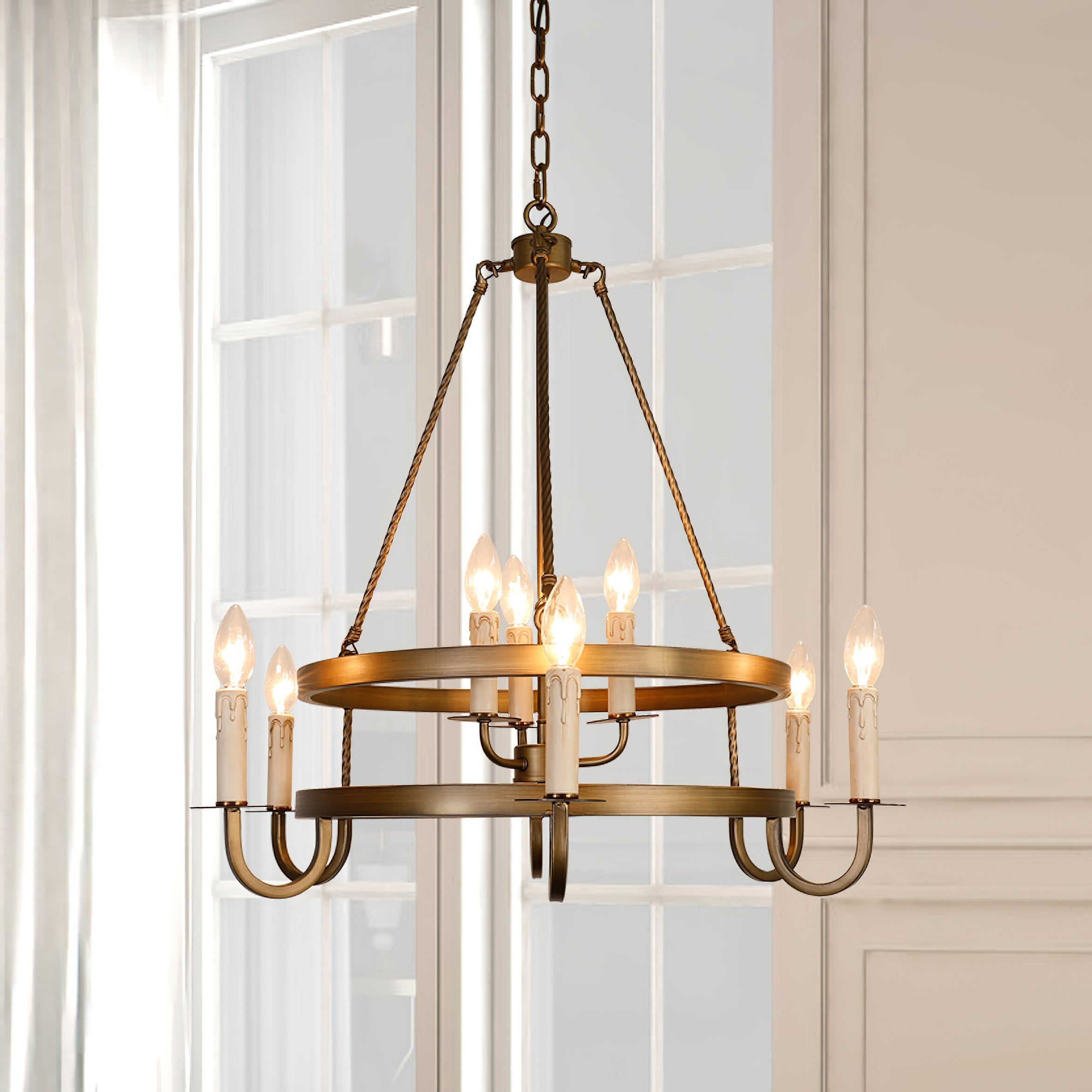 Woven Classic Wagon Wheel Plastic Chandelier - Lamp Copper