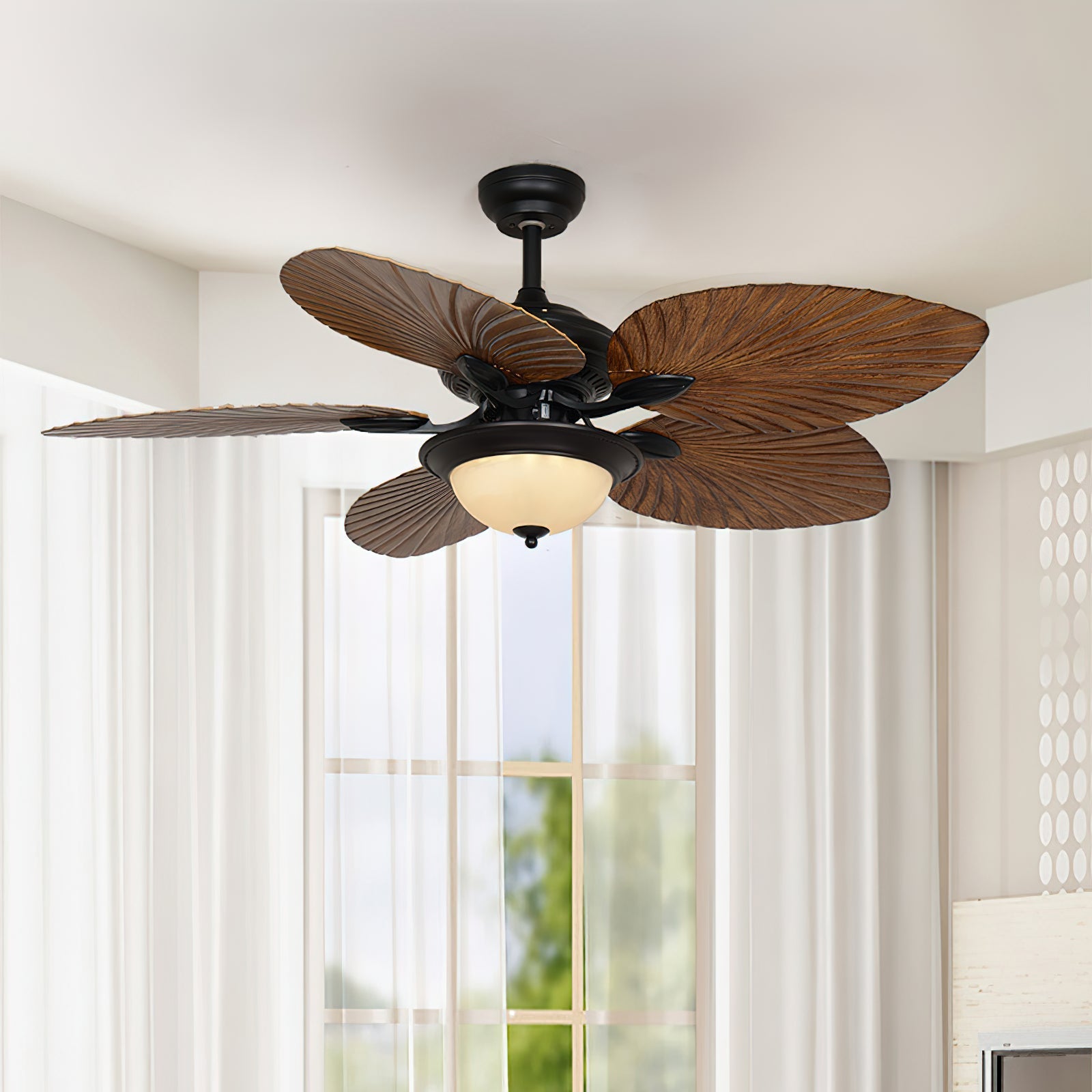 Yearn Natural Classic Walnut Acrylic Ceiling Fan Light - Lamp Copper