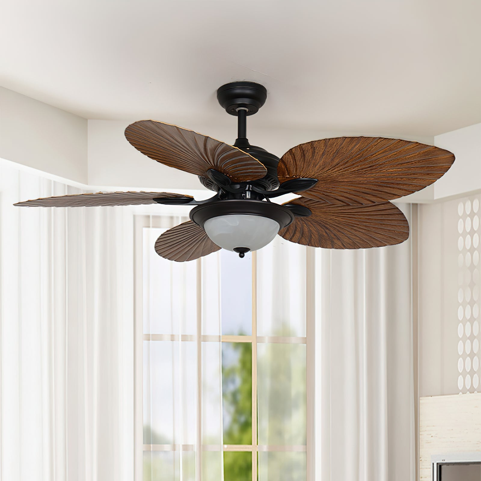 Yearn Natural Classic Walnut Acrylic Ceiling Fan Light - Lamp Copper