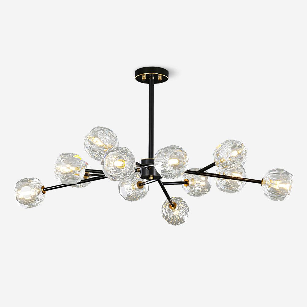 Crystal Ball Chandelier Brass Black Faceted - Letslighting