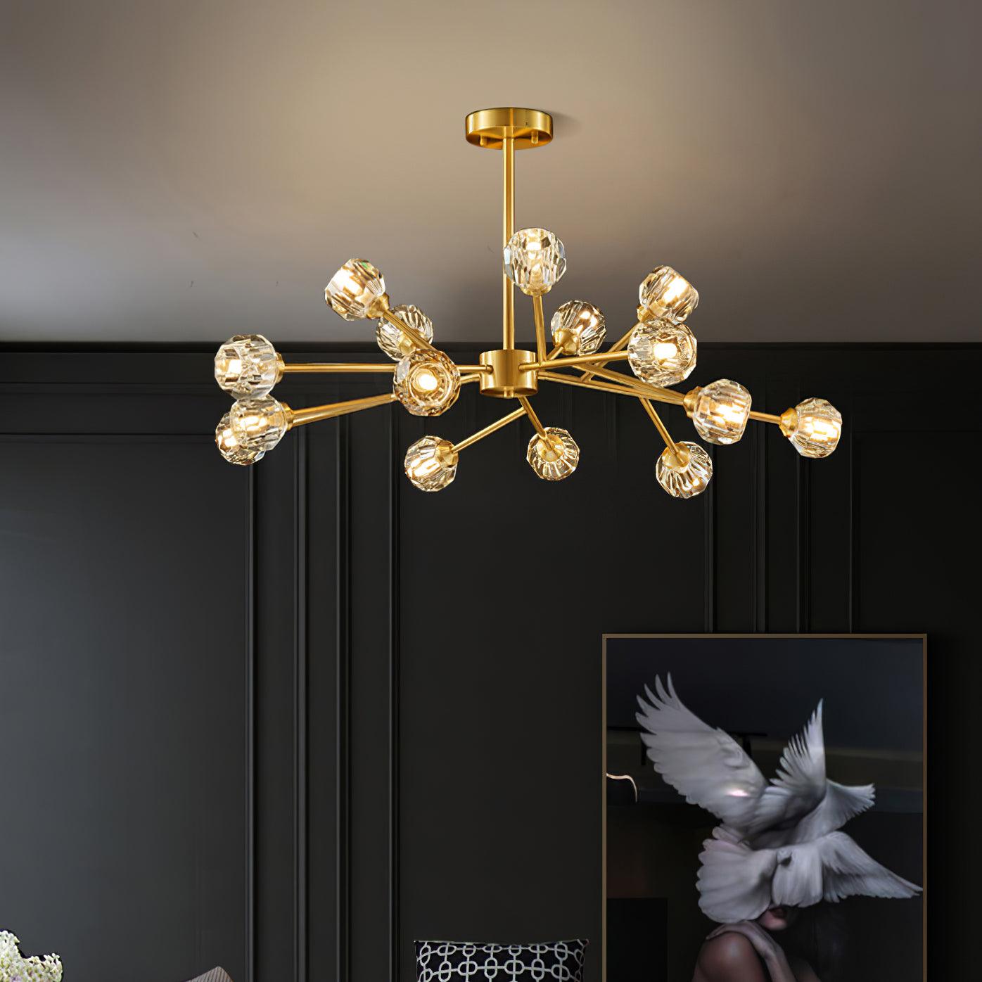 Kristy Chandelier Crystal Ball Brass Elegance - Letslighting