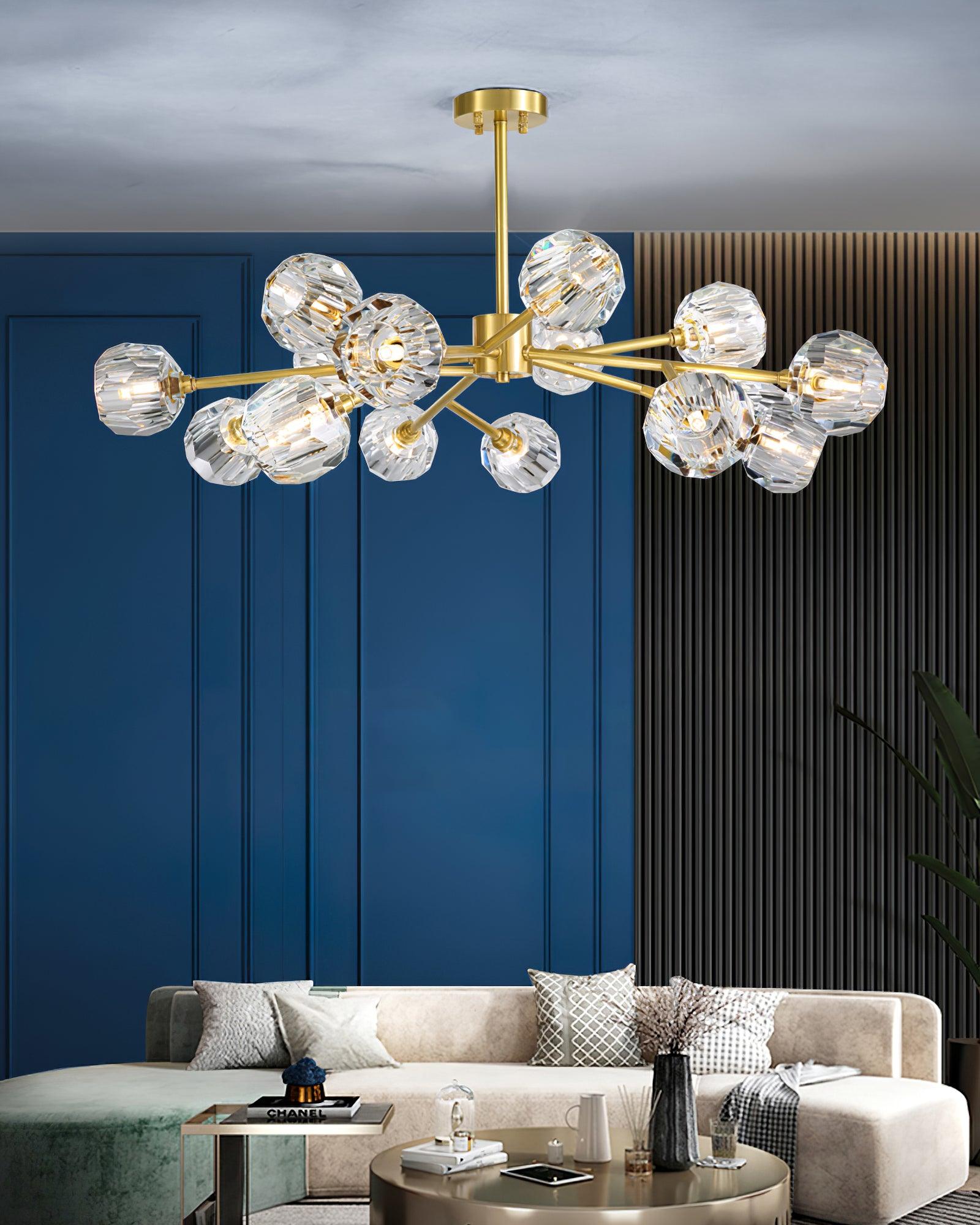 Kristy Chandelier Crystal Ball Brass Elegance - Letslighting