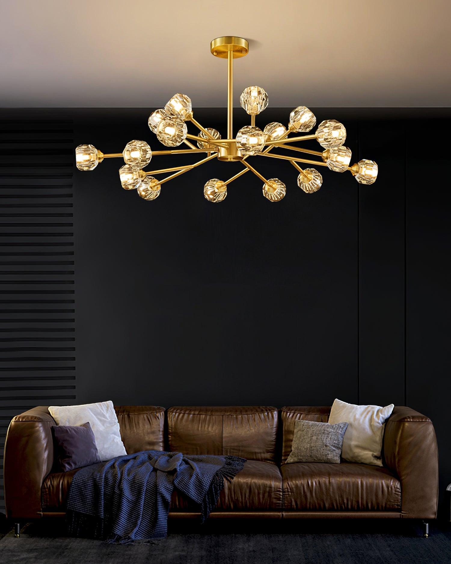 Kristy Chandelier Crystal Ball Brass Elegance - Letslighting