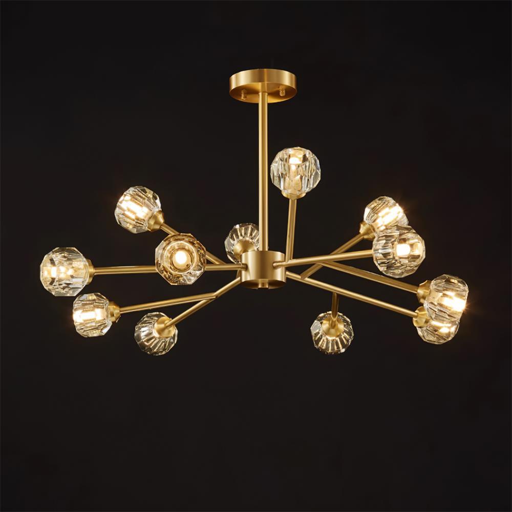 Kristy Chandelier Crystal Ball Brass Elegance - Letslighting