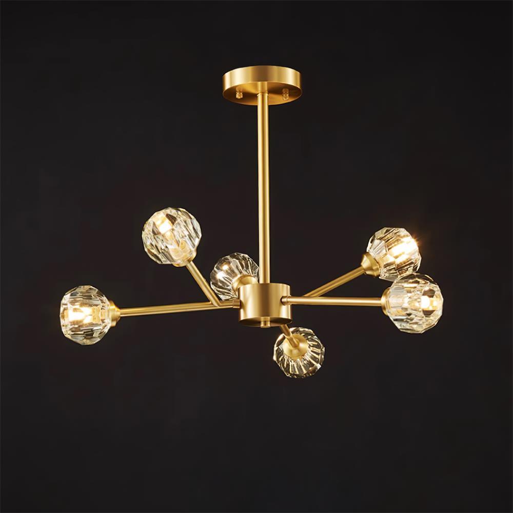 Kristy Chandelier Crystal Ball Brass Elegance - Letslighting