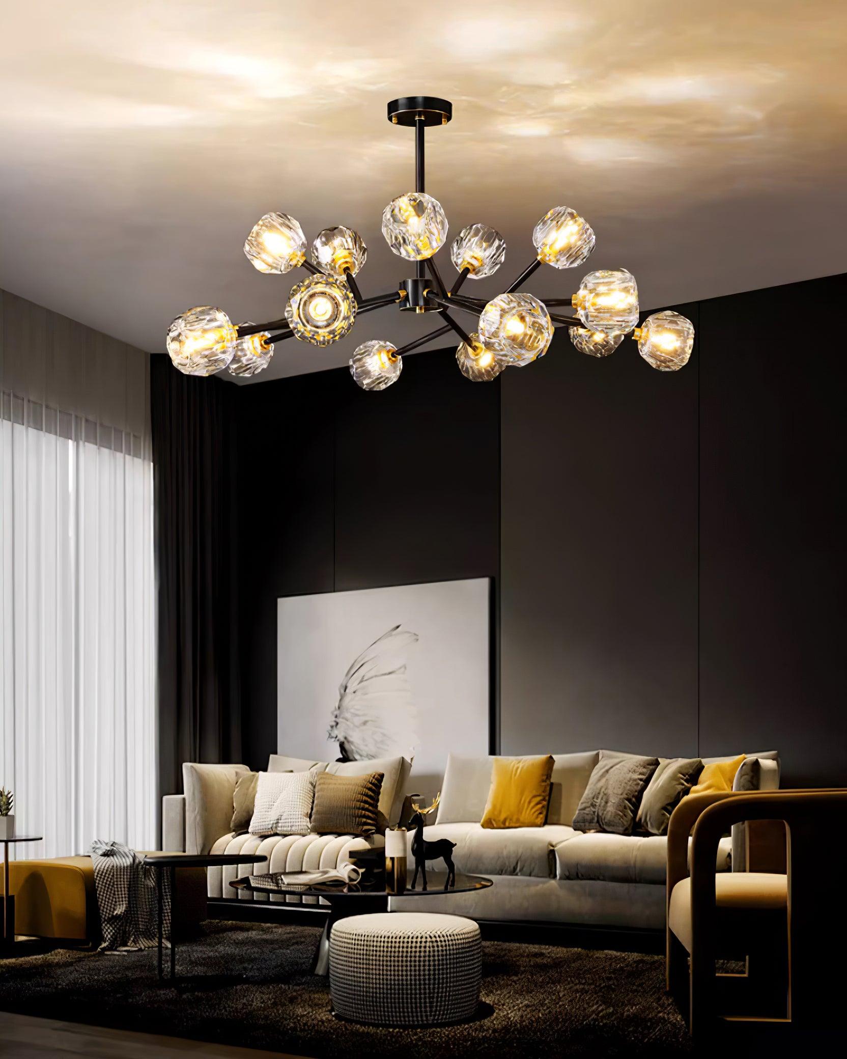 Kristy Chandelier Crystal Ball Brass Elegance - Letslighting