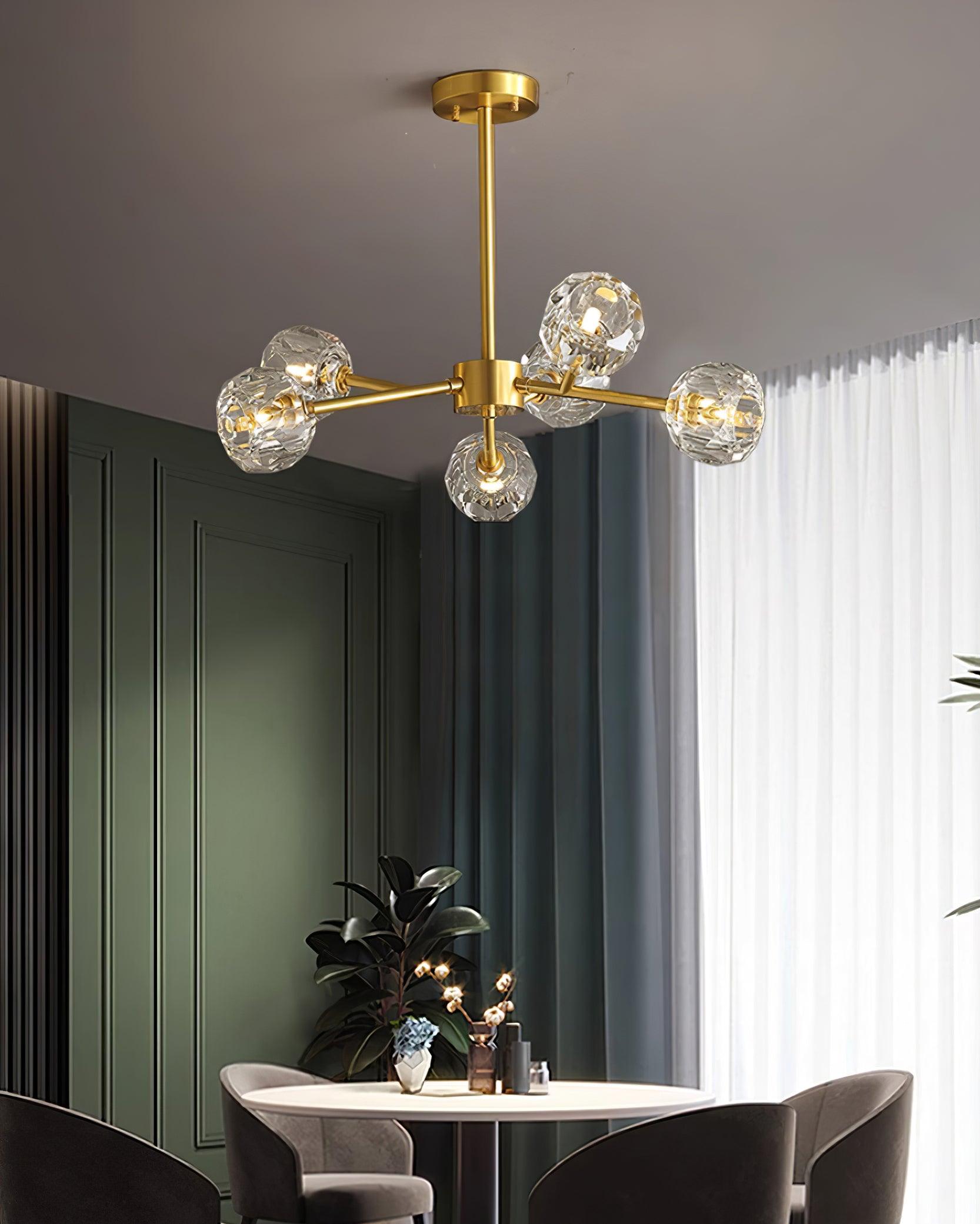 Kristy Chandelier Crystal Ball Brass Elegance - Letslighting