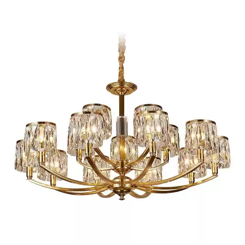 Amber Individual Creativity Column Brass Crystal Chandelier - Lamp Copper