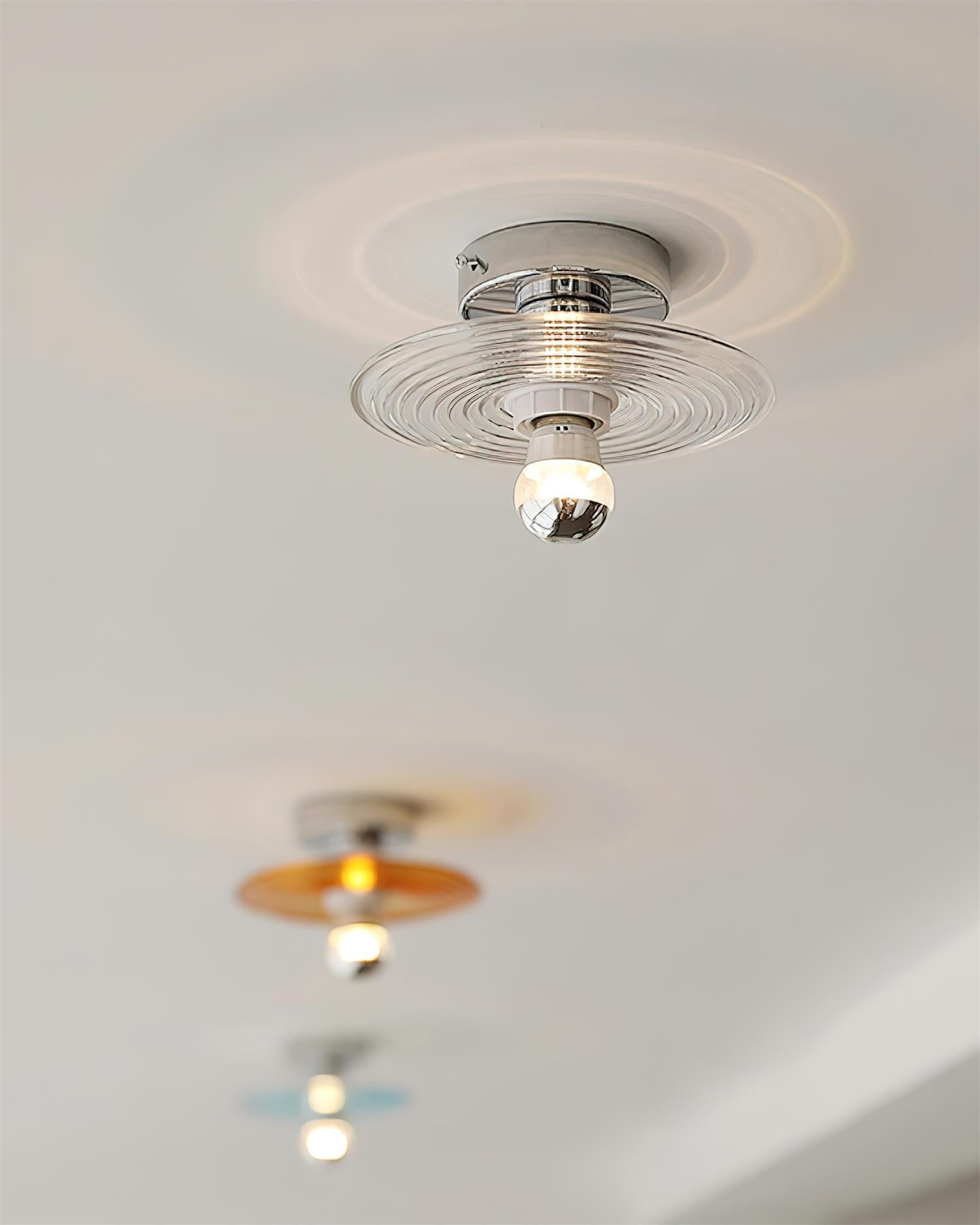 Curios Ceiling Light Spiral Glass Chrome Base - Letslighting
