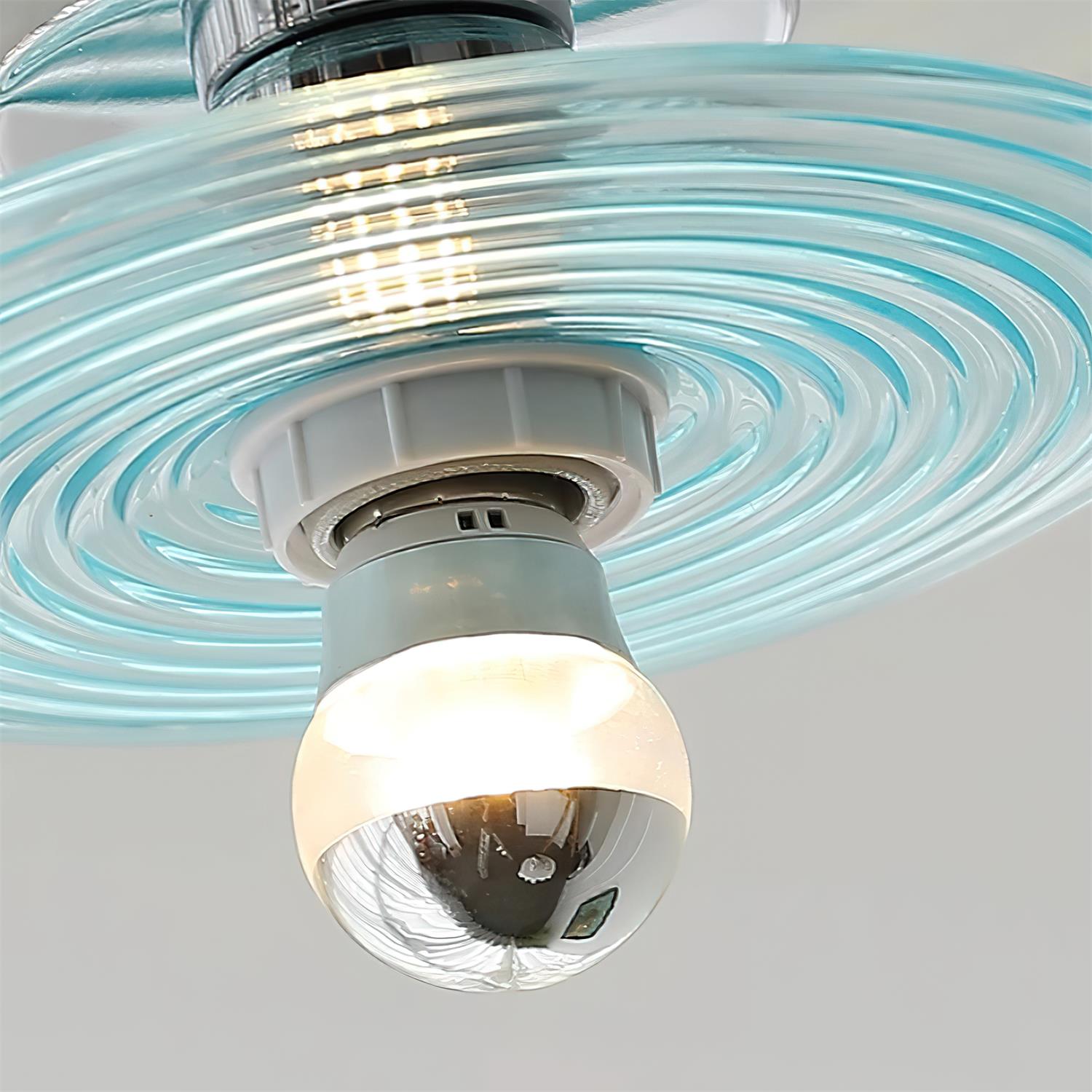 Curios Ceiling Light Ripple Glass Chrome Modern - Letslighting