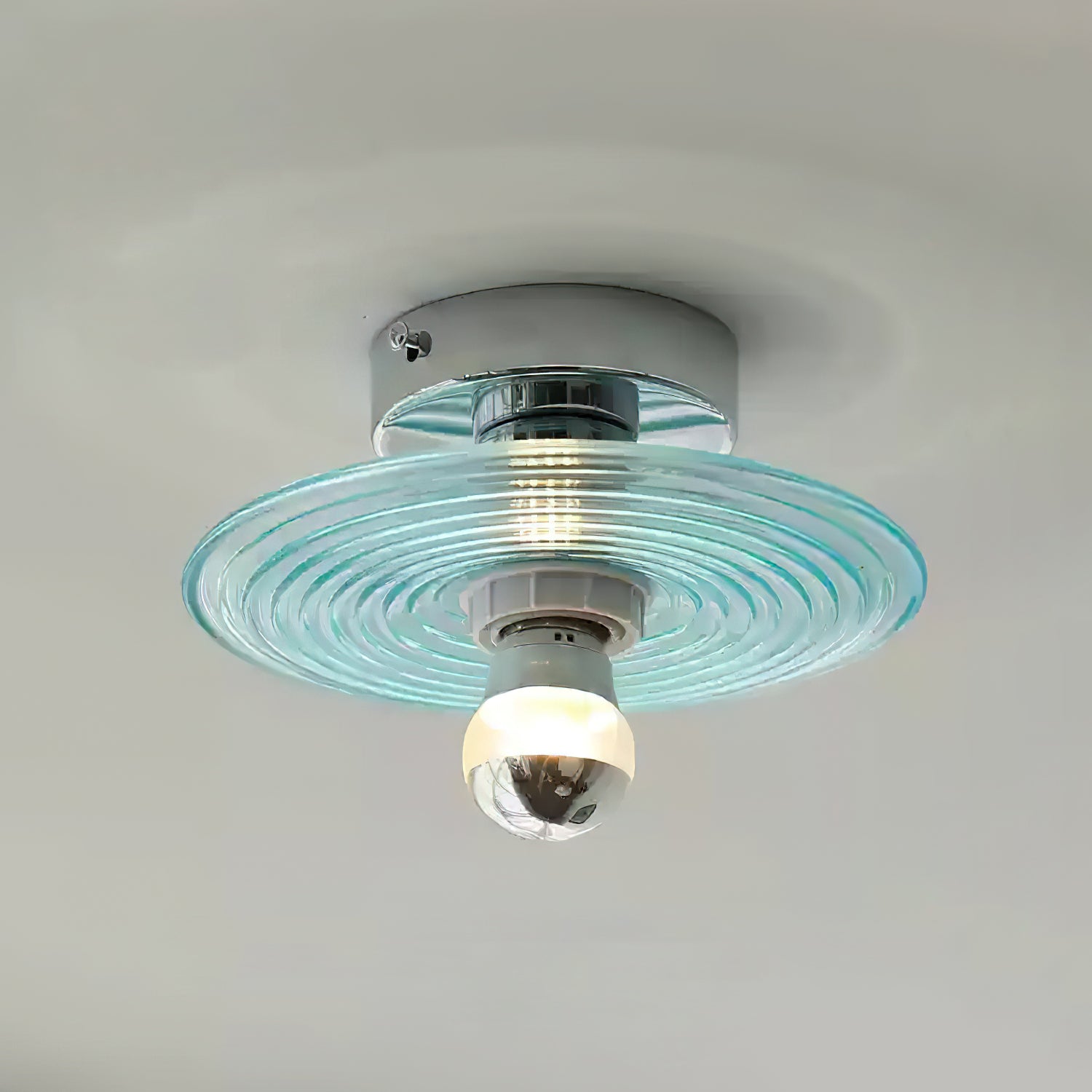 Curios Ceiling Light Ripple Glass Chrome Modern - Letslighting