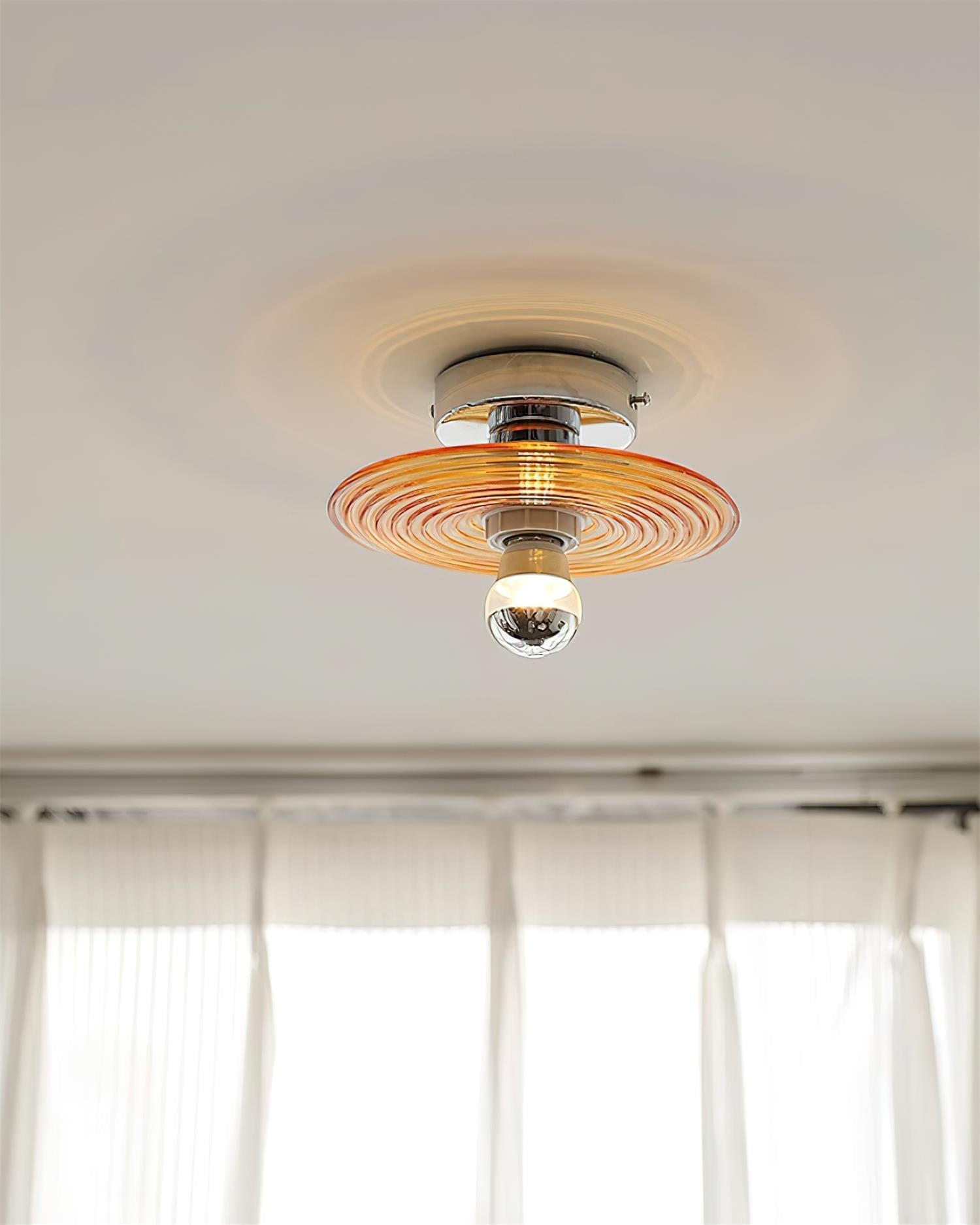 Curios Ceiling Light Ripple Glass Chrome Modern - Letslighting