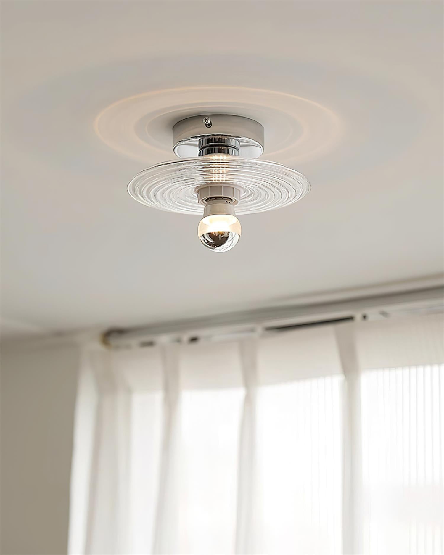 Curios Ceiling Light Ripple Glass Chrome Modern - Letslighting