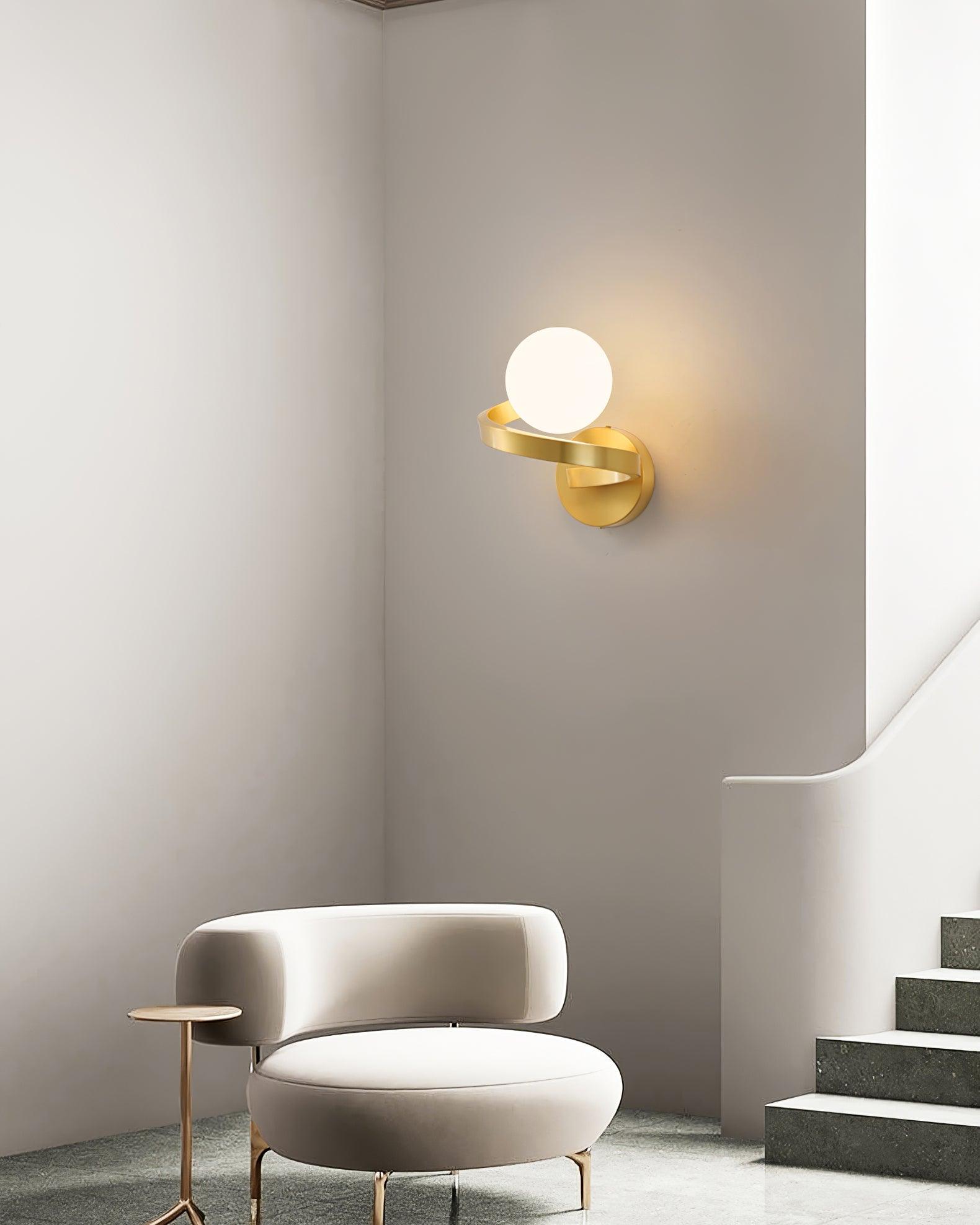 Curved Wall Lamp Brass Spiral - Letslighting