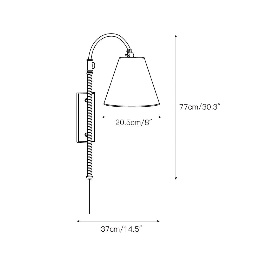 Elan Modern Minimalist Plug-In Brass Fabric Sconce Wall Lamp - Lamp Copper