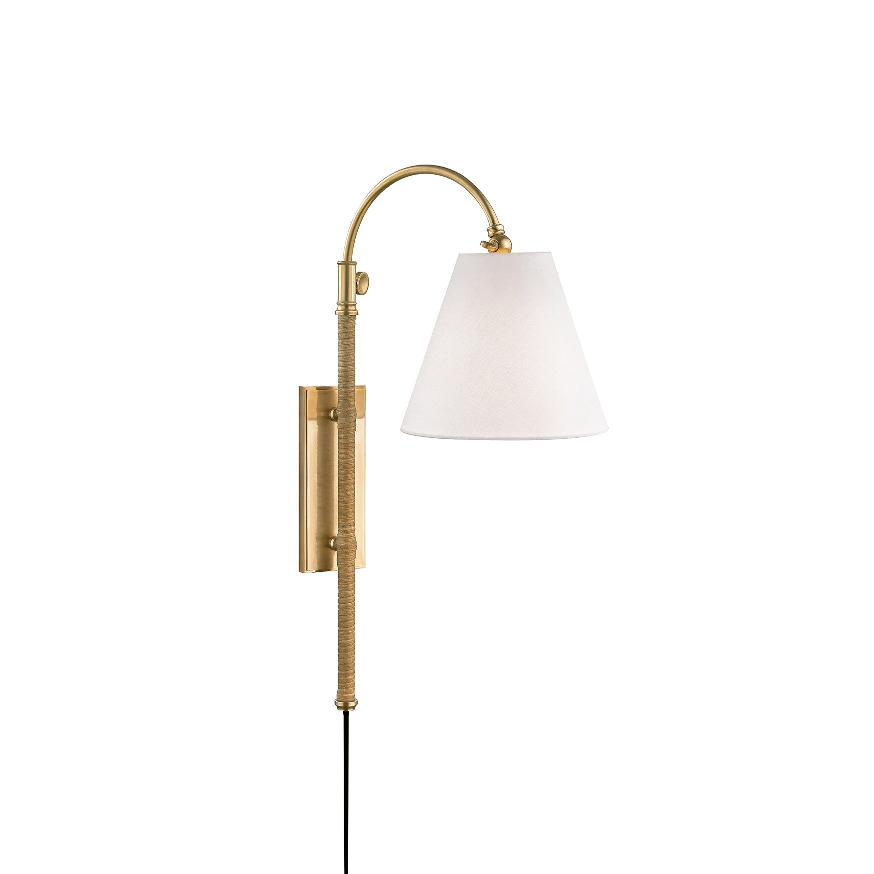Elan Modern Minimalist Plug-In Brass Fabric Sconce Wall Lamp - Lamp Copper