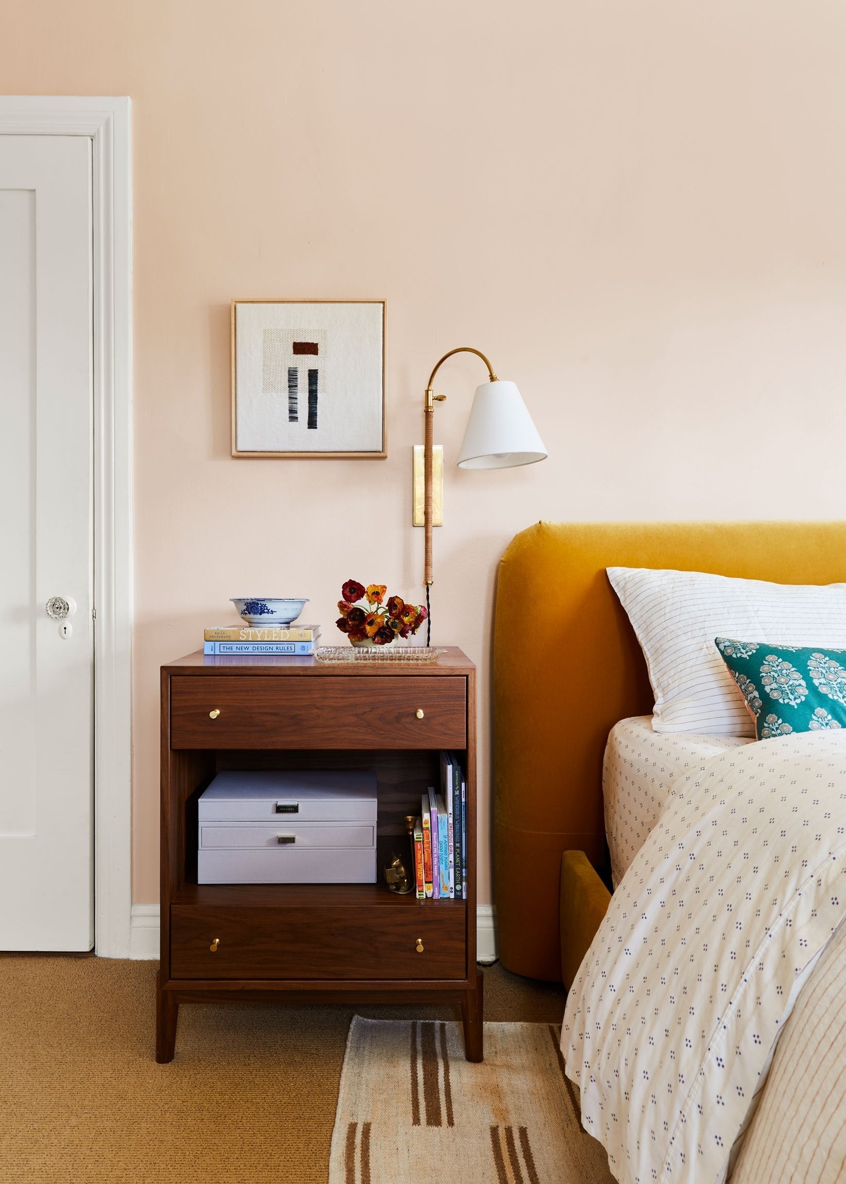 Elan Modern Minimalist Plug-In Brass Fabric Sconce Wall Lamp - Lamp Copper