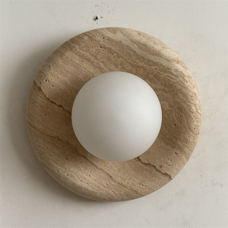 Orli Modern Minimalist Travertine Sconce Wall Lamp - Lamp Copper