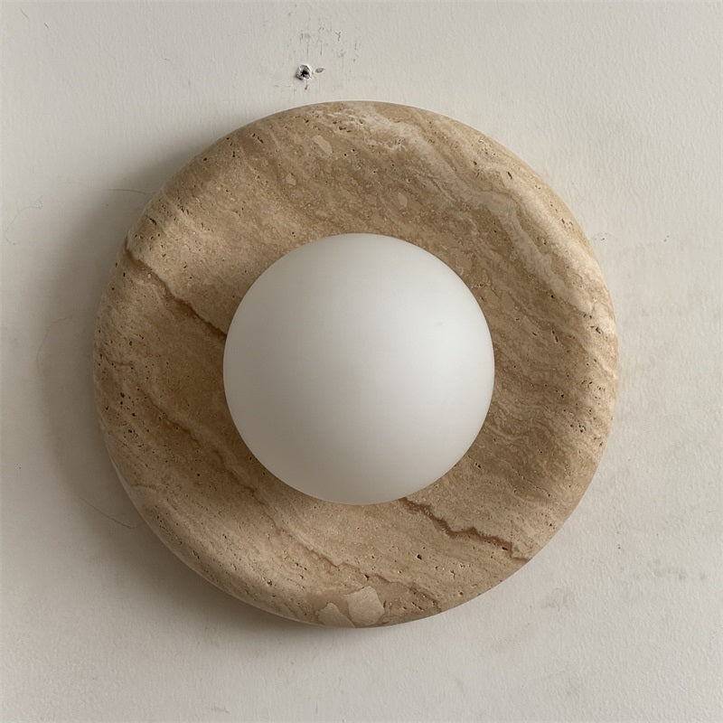 Orli Modern Minimalist Travertine Sconce Wall Lamp - Lamp Copper