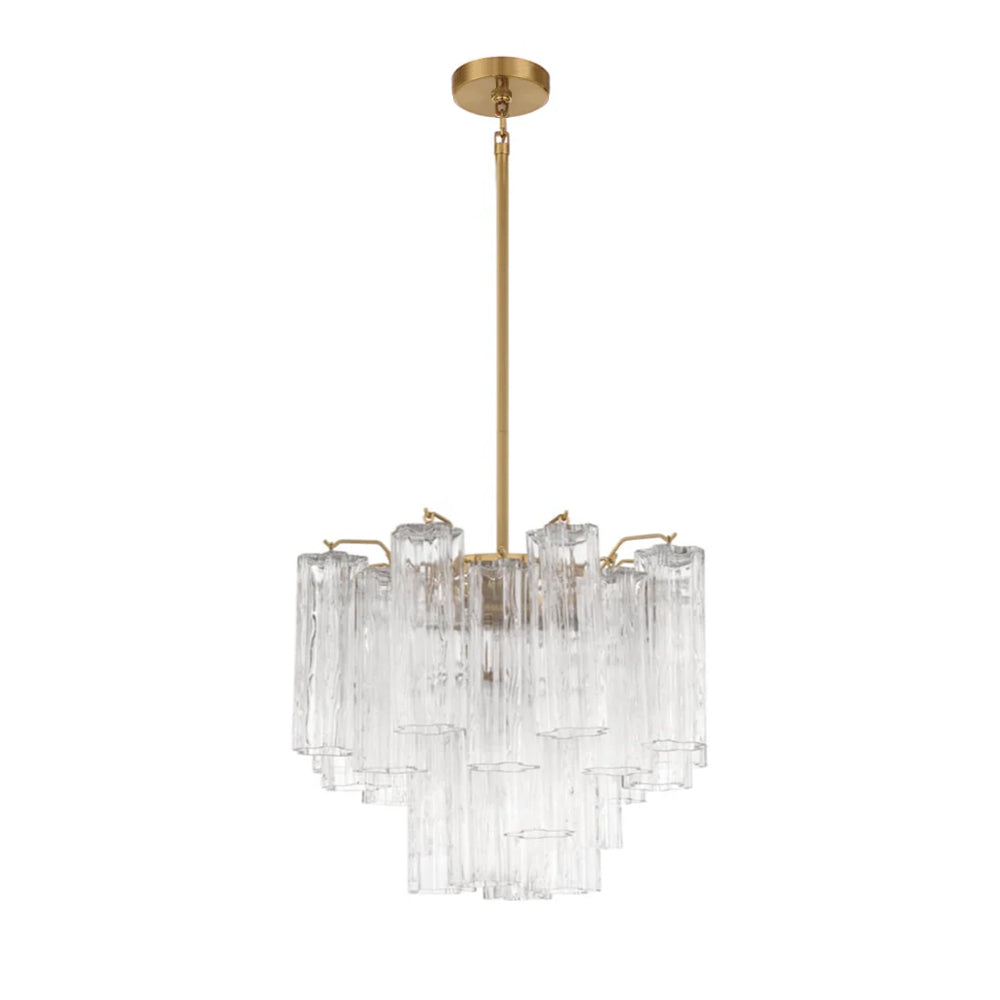 Lustra Chandelier en Tube de Verre Superposé Ambre