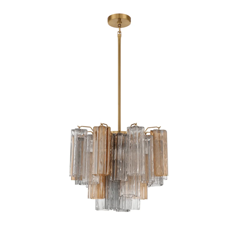 Lustra Chandelier en Tube de Verre Superposé Ambre