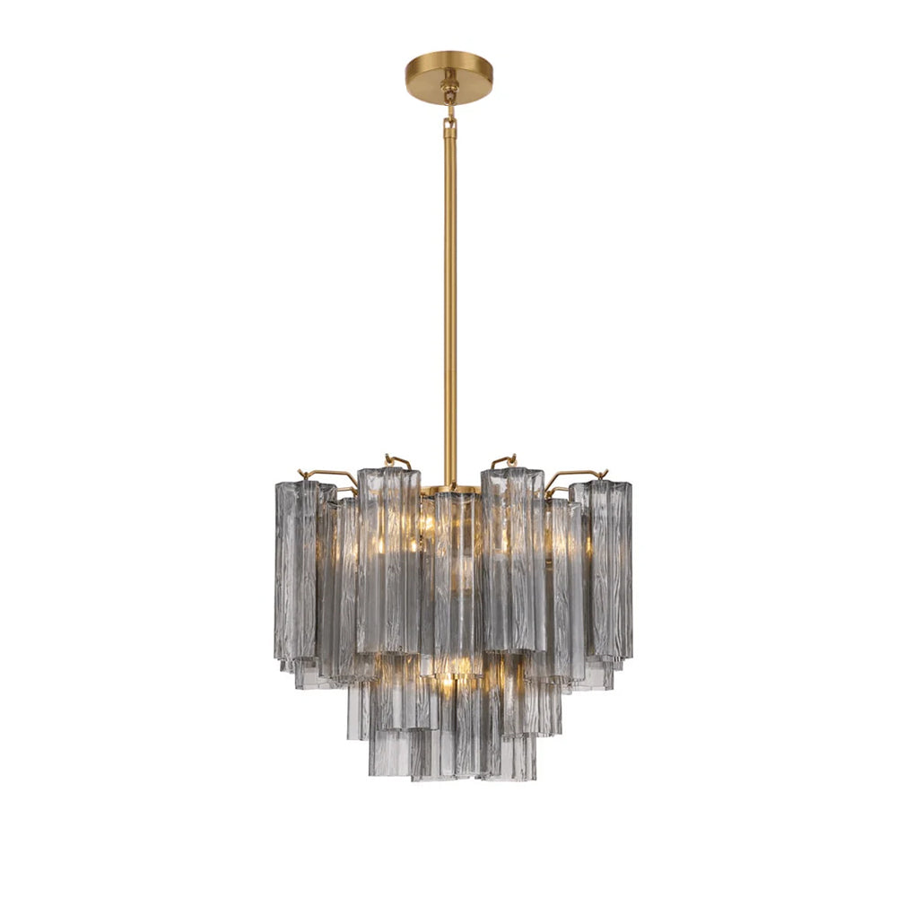 Lustra Chandelier en Tube de Verre Superposé Ambre