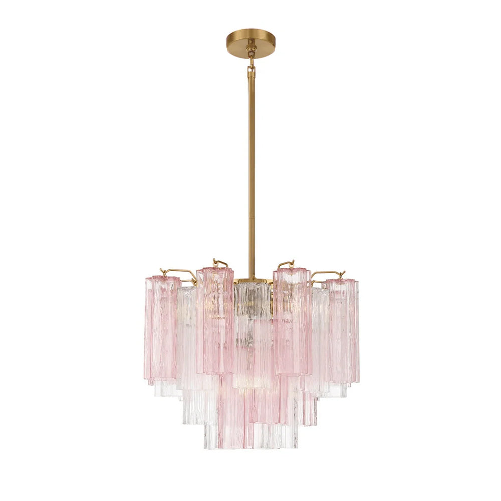 Lustra Chandelier en Tube de Verre Superposé Ambre