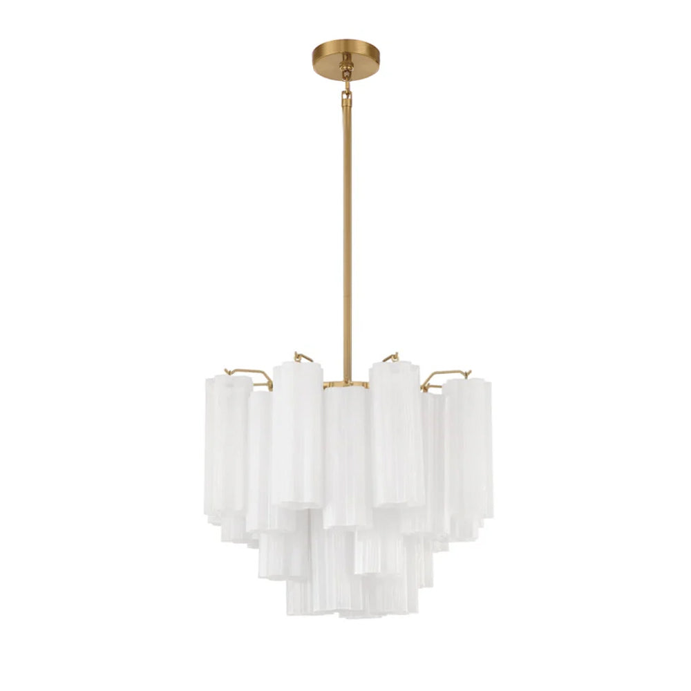 Lustra Chandelier en Tube de Verre Superposé Ambre