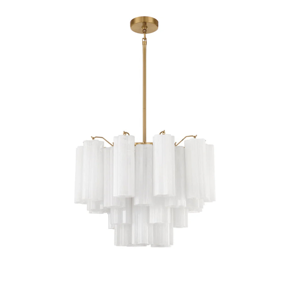 Lustra Chandelier en Tube de Verre Superposé Ambre