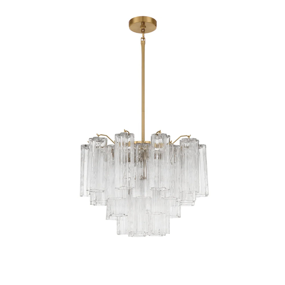 Lustra Chandelier en Tube de Verre Superposé Ambre